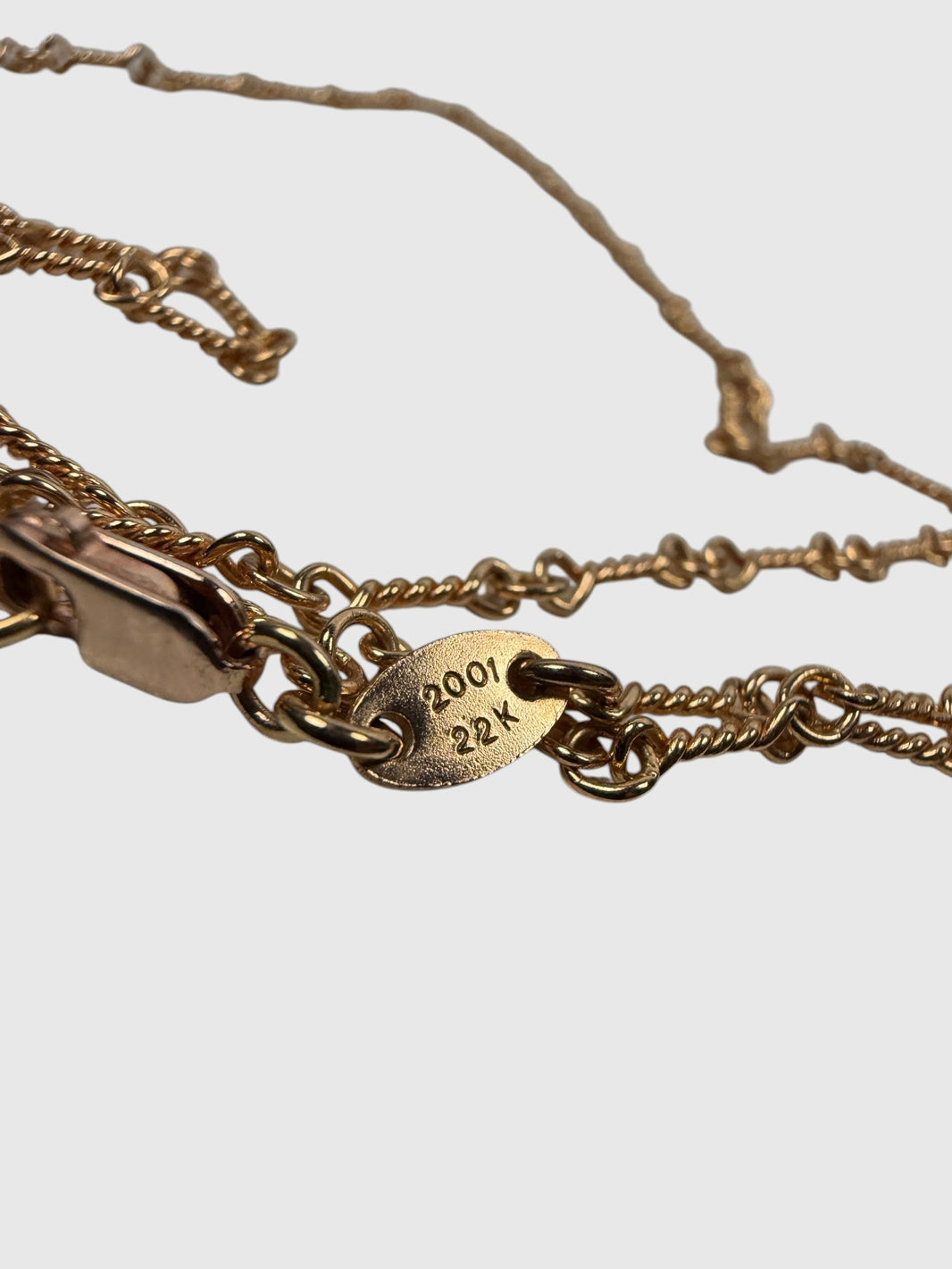 22k Gold Chrome Hearts Twist Chain with Lobster Clasp