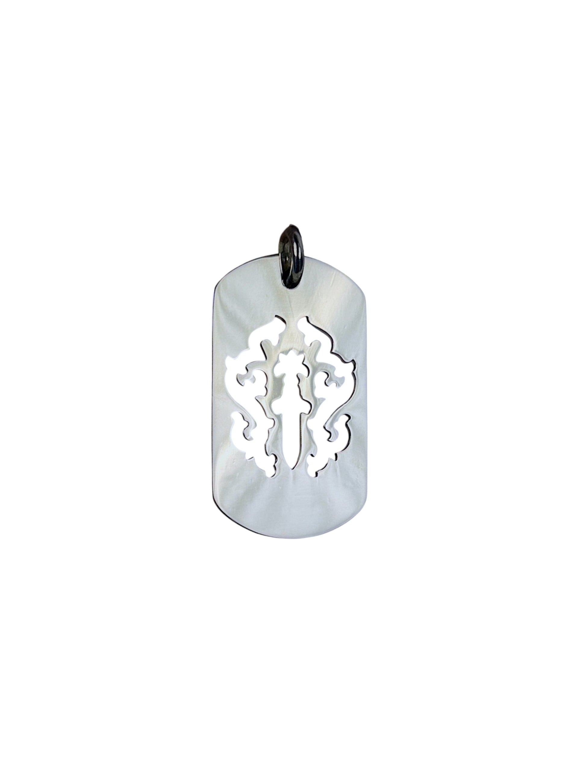 Chrome Hearts Vine Dagger Cutout Dog Tag Pendant Sterling Silver