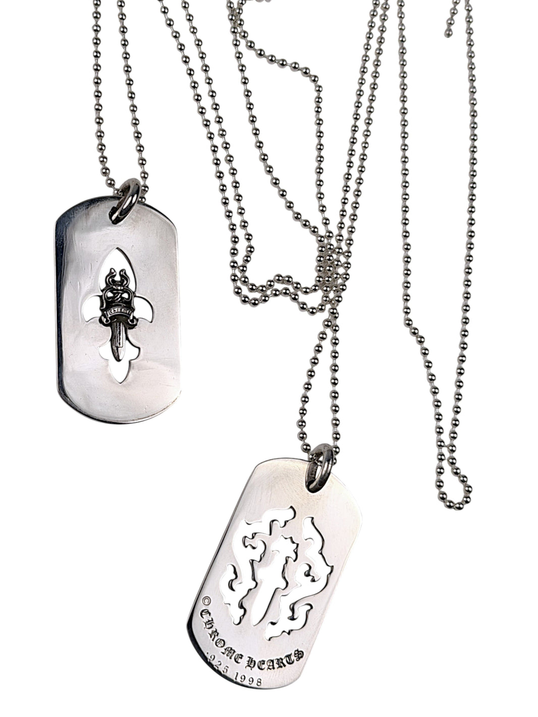 Chrome Hearts Vine Dagger Pendant on Silver Ball Chain Necklace