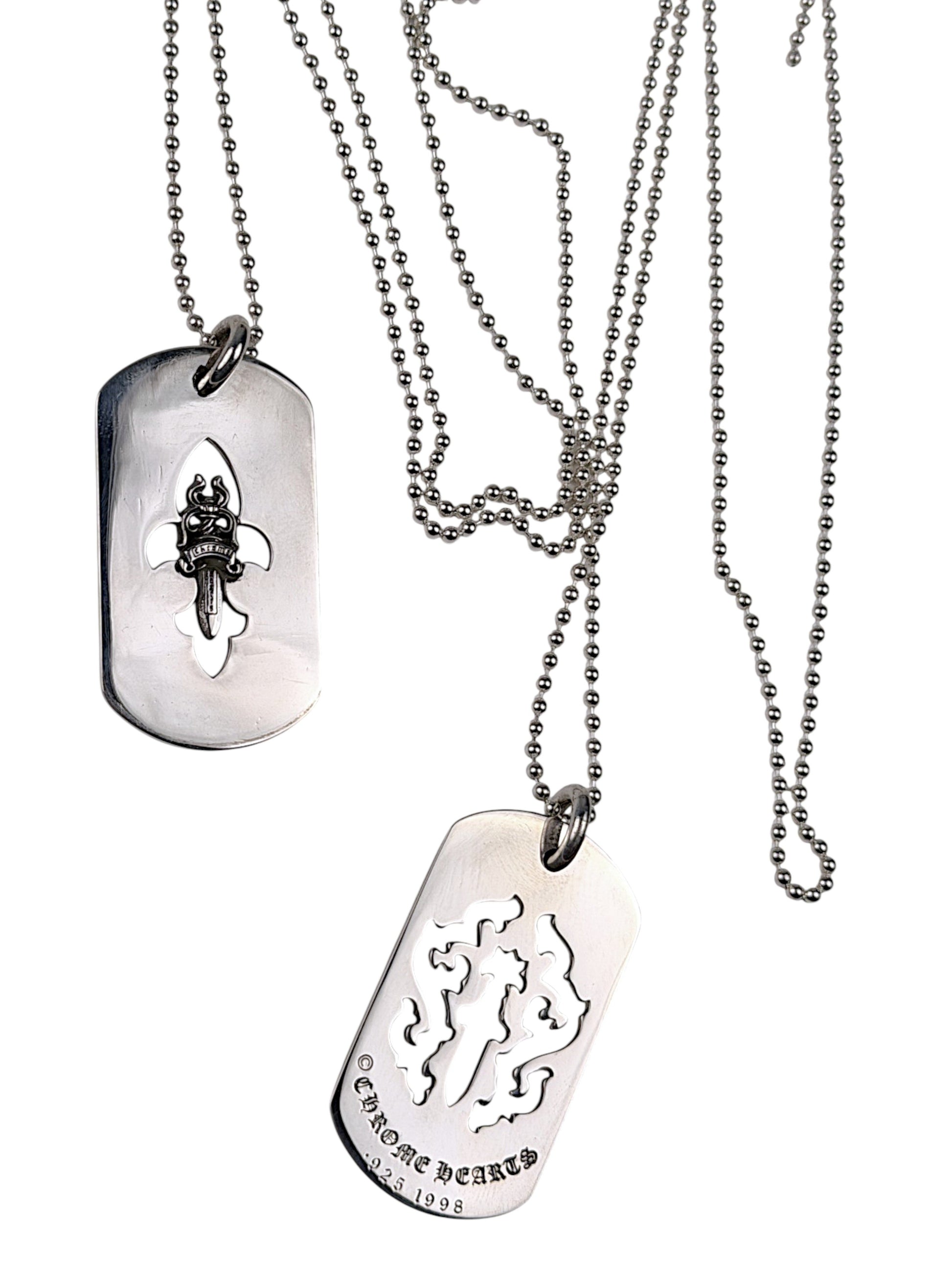 Chrome Hearts Vine Dagger Pendant on Silver Ball Chain Necklace