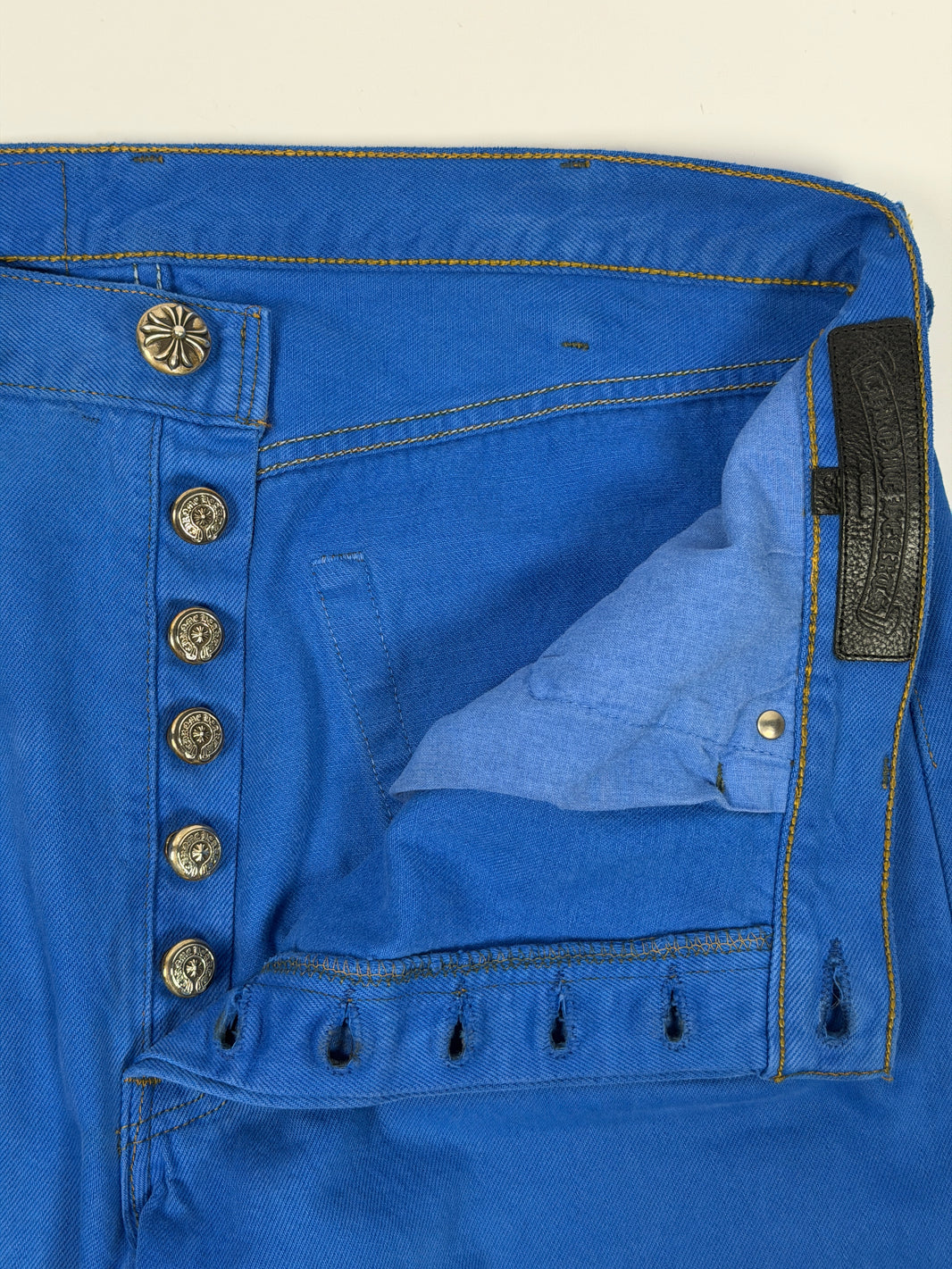 CH Floral Cross Button Vintage Levi's Jeans Blue