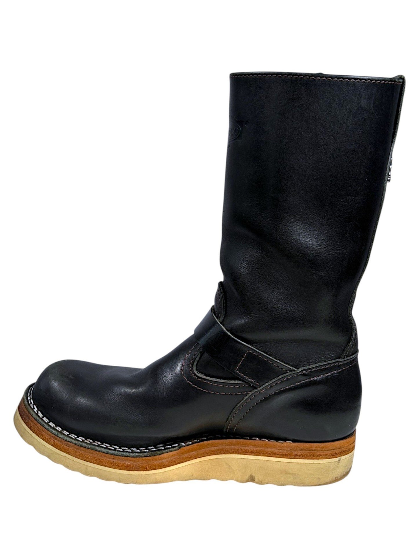 Black Full-Grain Leather Engineer Boots Crepe Wedge Sole Chrome Hearts Wesco