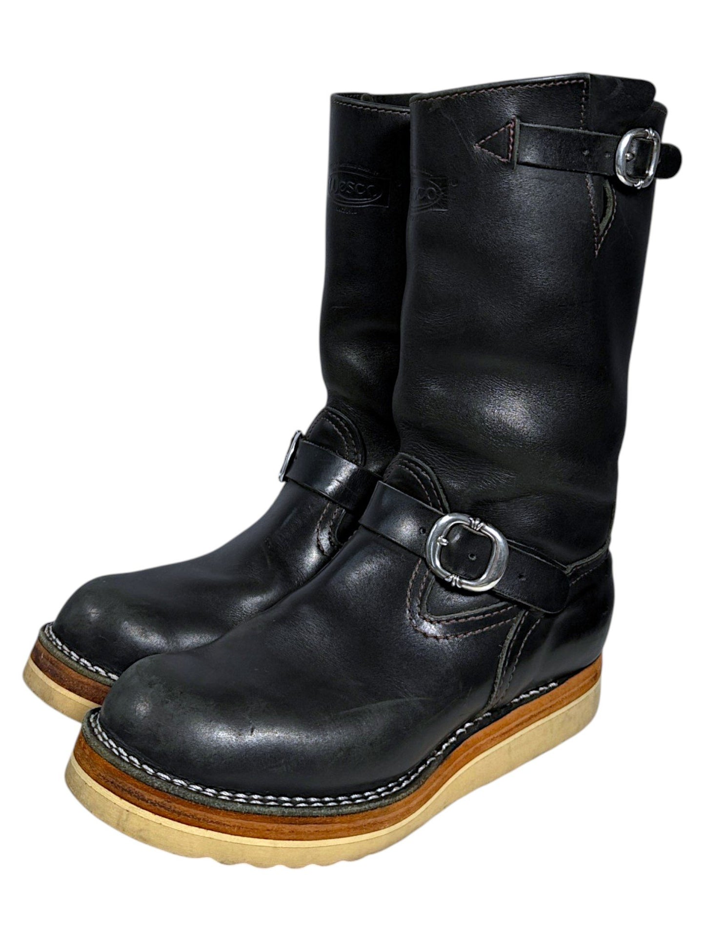 Chrome Hearts Wesco Black Leather Boots Silver Harness Hardware