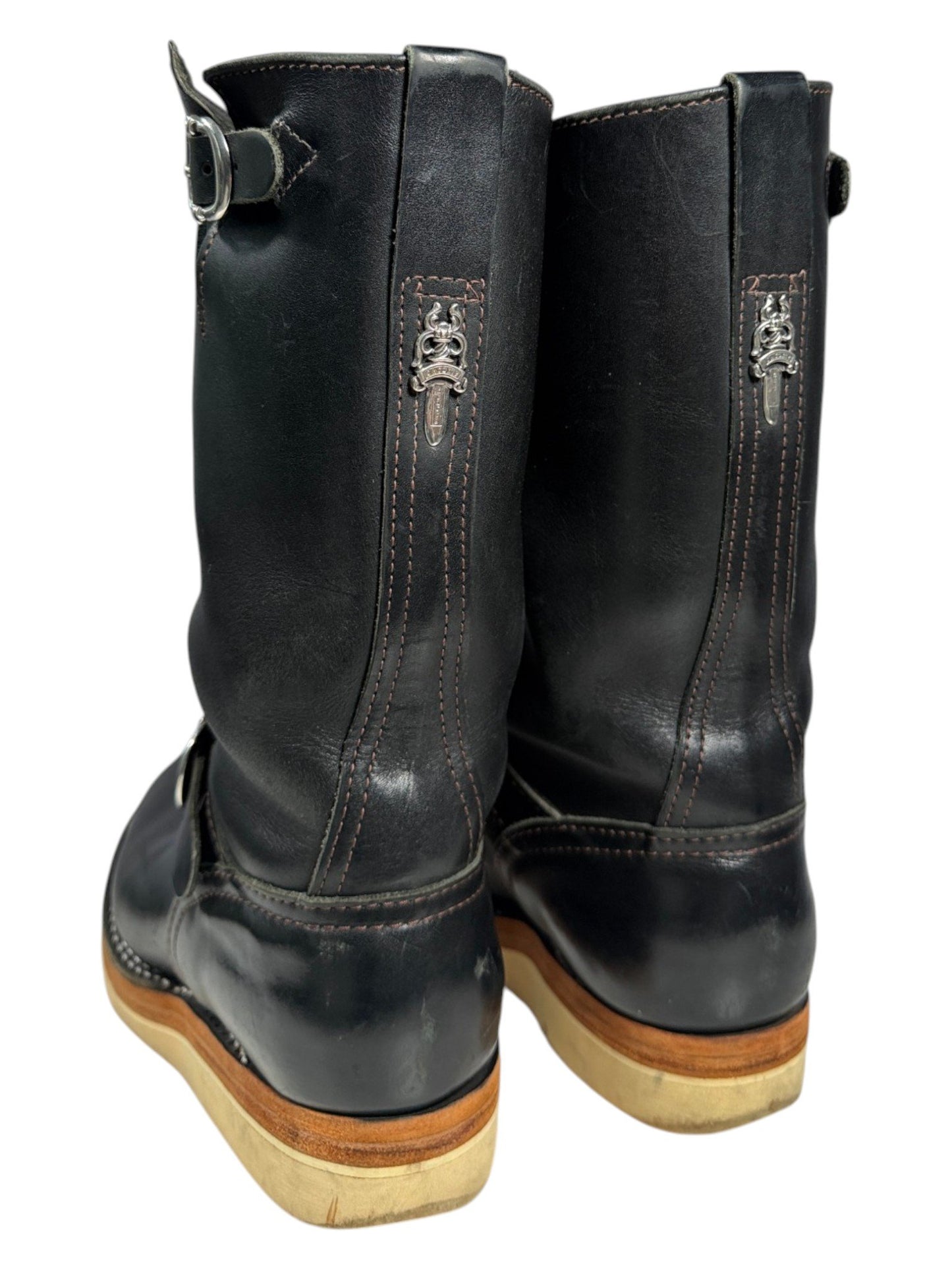 Sterling Silver Dagger Concho Chrome Hearts Wesco Black Leather Boots