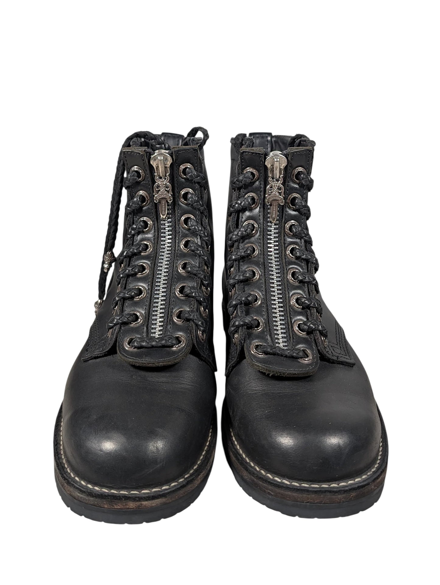 chrome hearts wesco jobmaster boots black leather silver zipper dagger