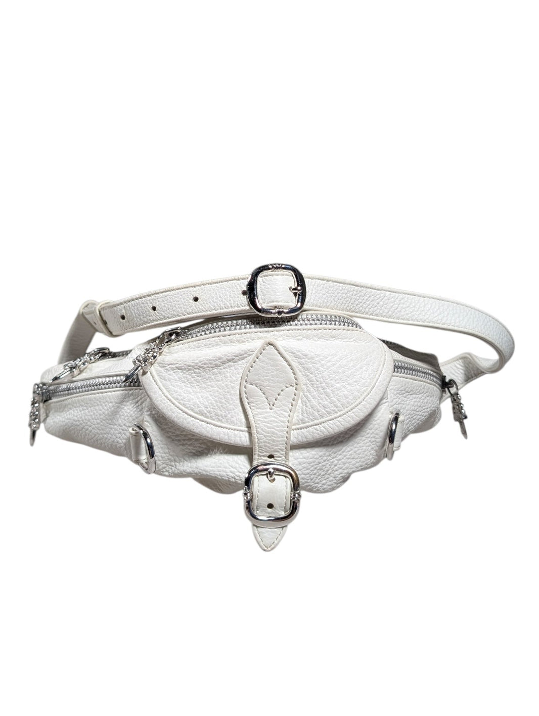 Chrome Hearts Mini Snat Pack White Leather Bag Sterling Silver Hardware