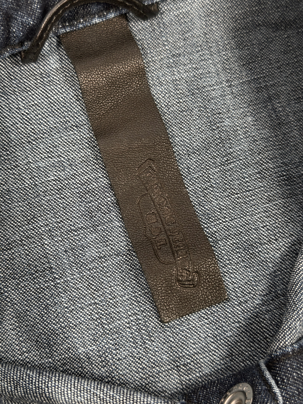 Leather Scroll Label Chrome Hearts Turbo Diesel Denim Jacket