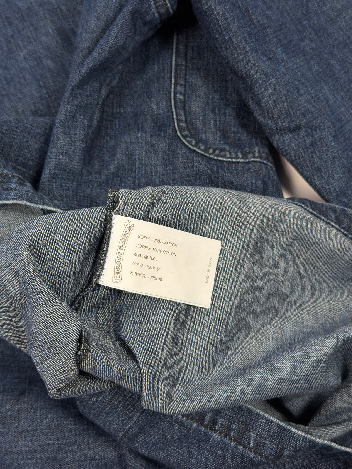 Made in USA Chrome Hearts Work Dog Denim Jacket Blue
