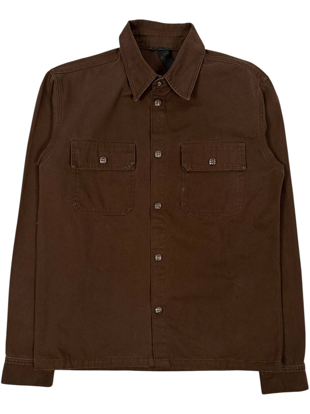 Chrome Hearts Work Dog Jacket Brown Cotton Canvas Cross Buttons