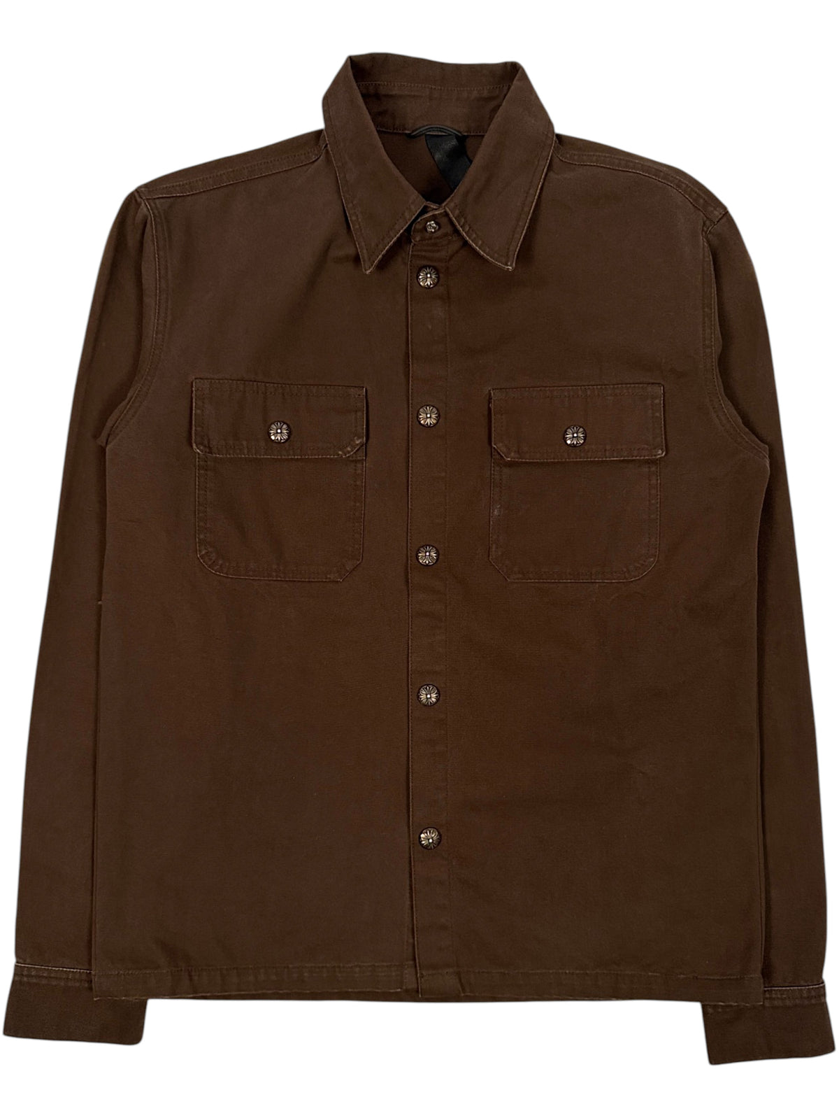 Chrome Hearts Work Dog Jacket Brown Cotton Canvas Cross Buttons