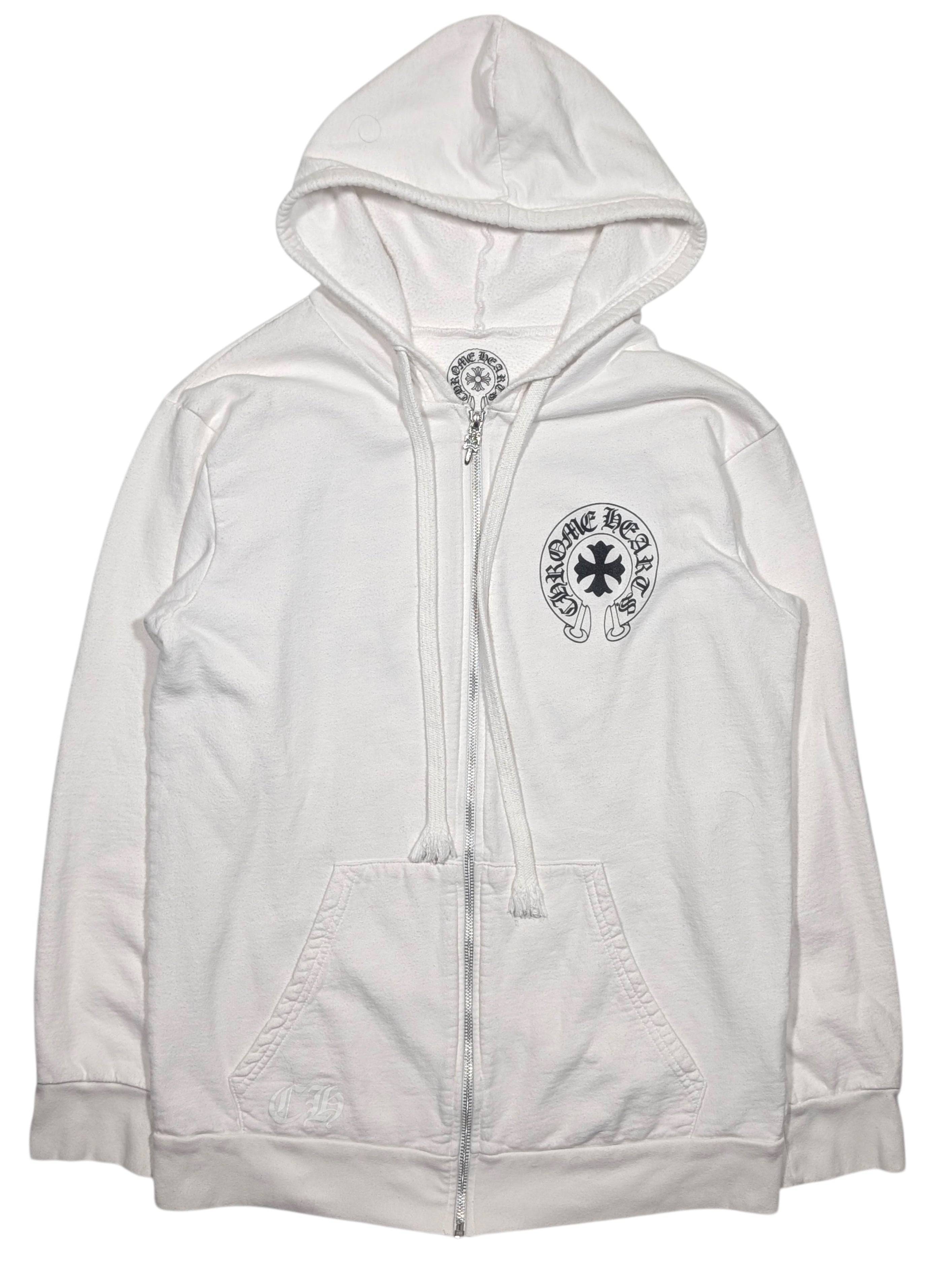 White Fuck You Dagger Zip Up Hoodie by Chrome Hearts | YP Collective