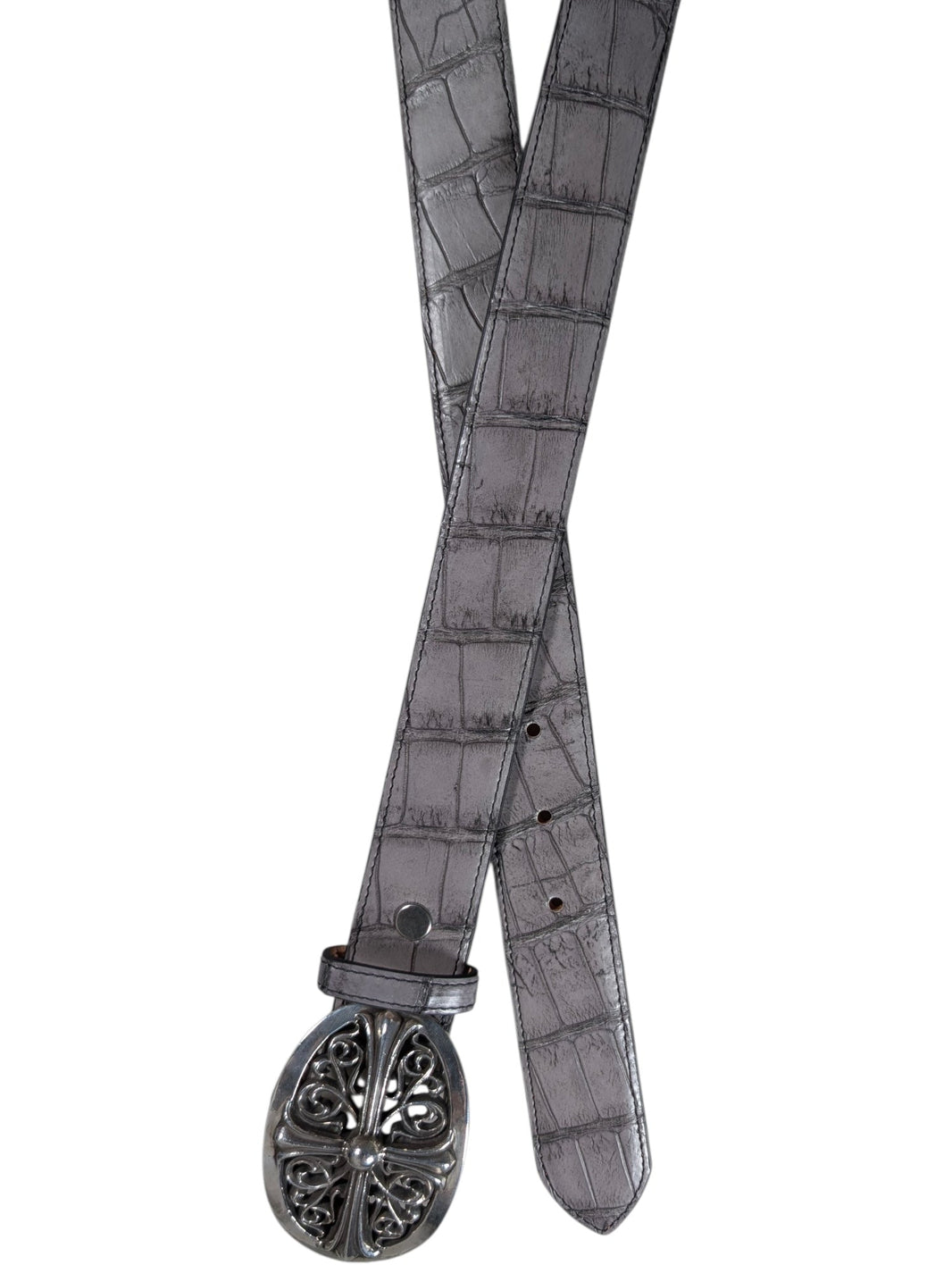 Exotic Grey Crocodile Leather Belt Strap