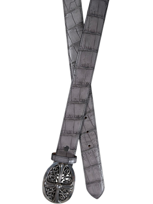 AMAL Exotic Grey Crocodile Leather Belt Strap Authentic Belts
