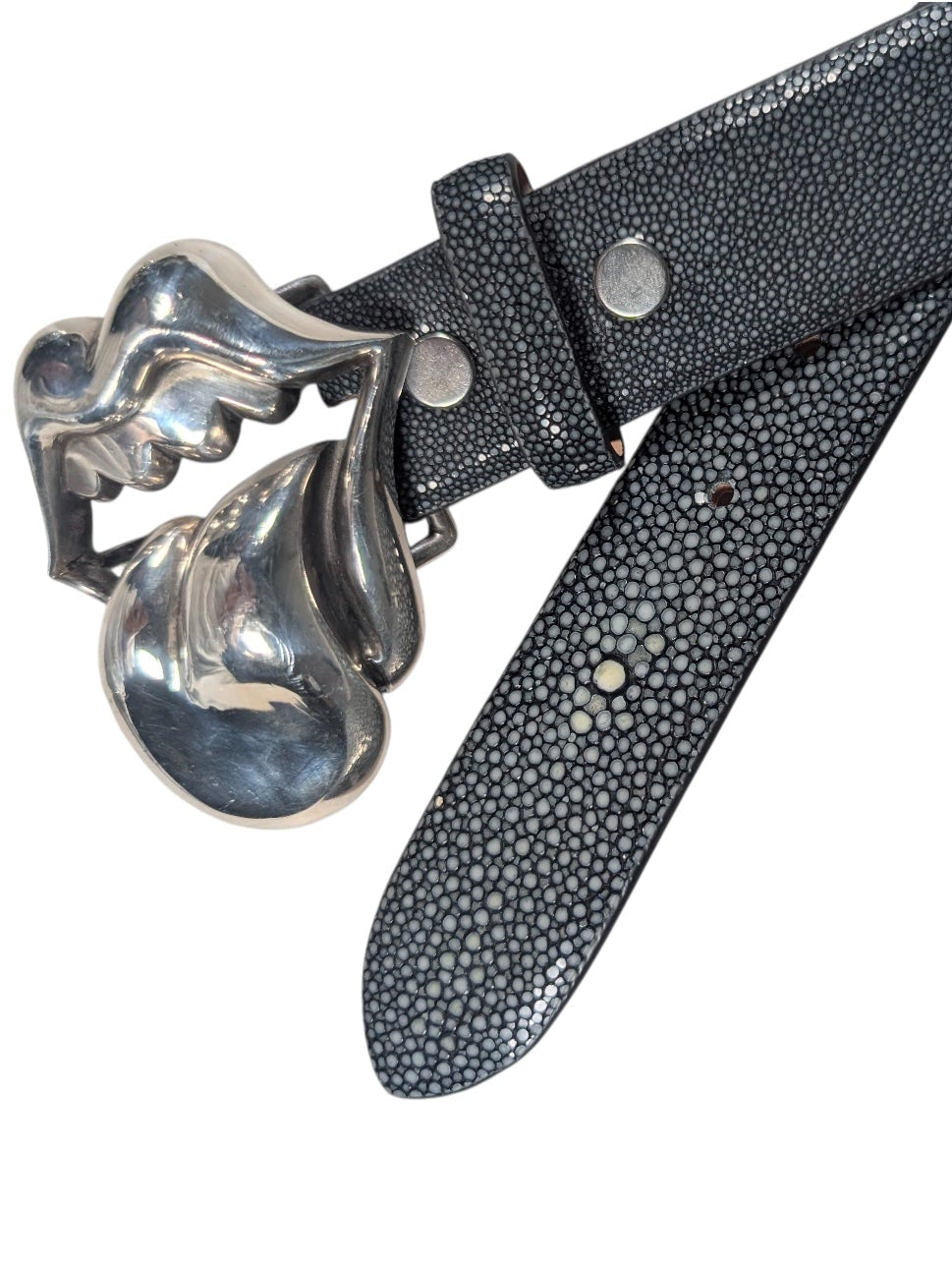 AMAL Exotic Caviar Stingray Leather Belt Strap Authenticated Designer