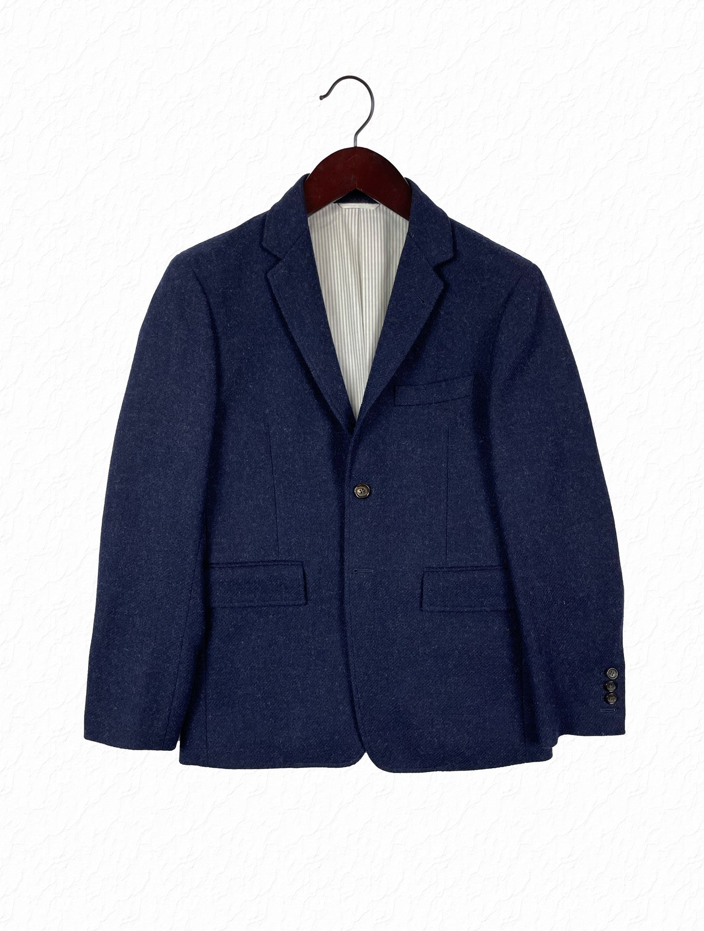 Thom Browne navy tweed wool sport coat with notch lapel