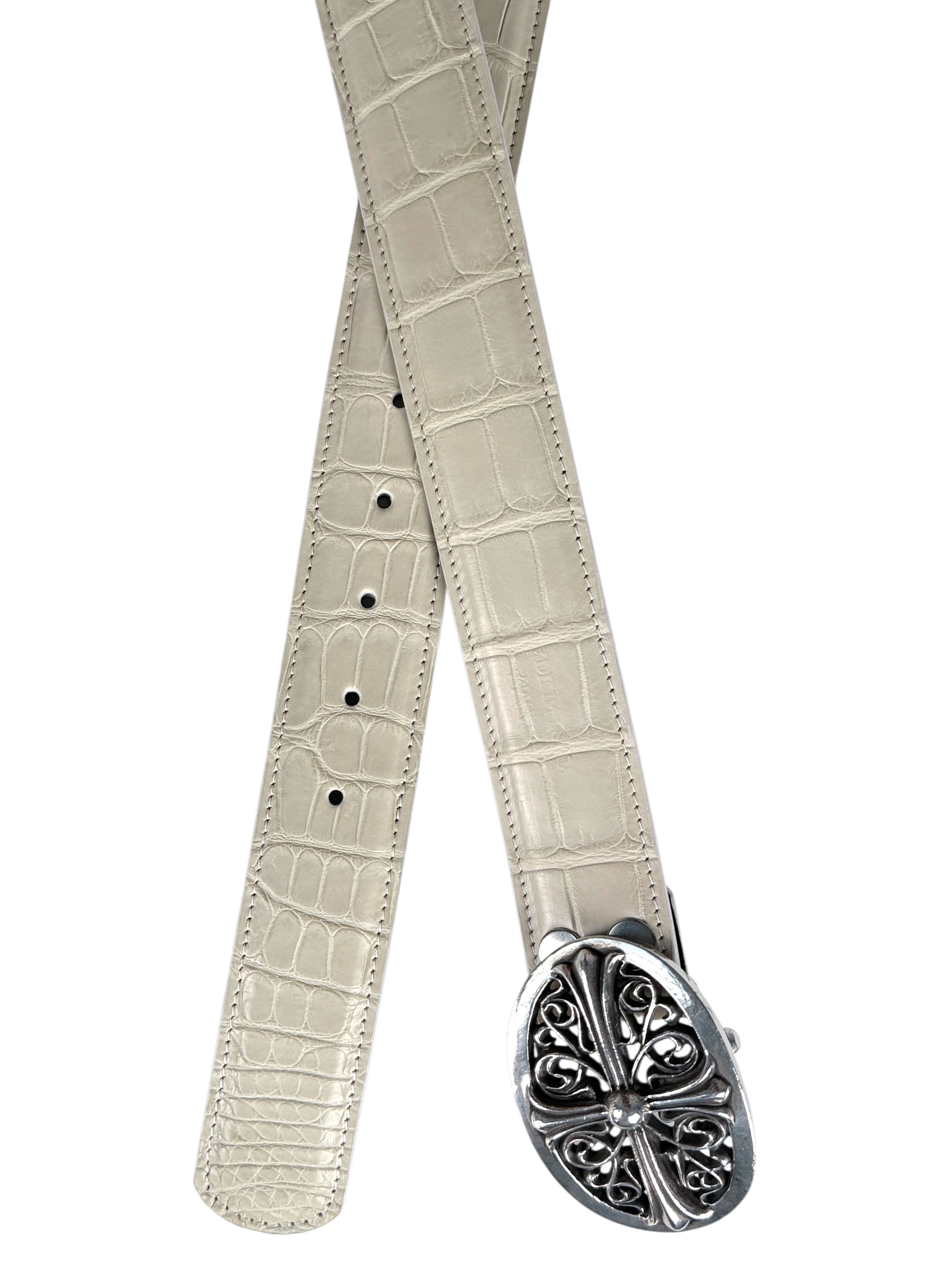 AMAL matte cream crocodile belt strap V2 exotic leather