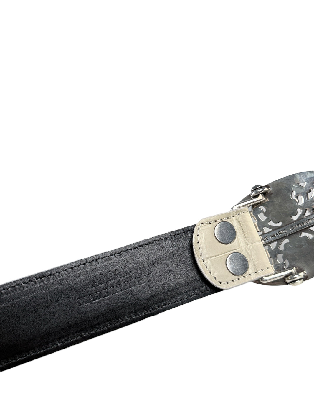 AMAL V2 belt strap shown with Chrome Hearts oval cross buckle