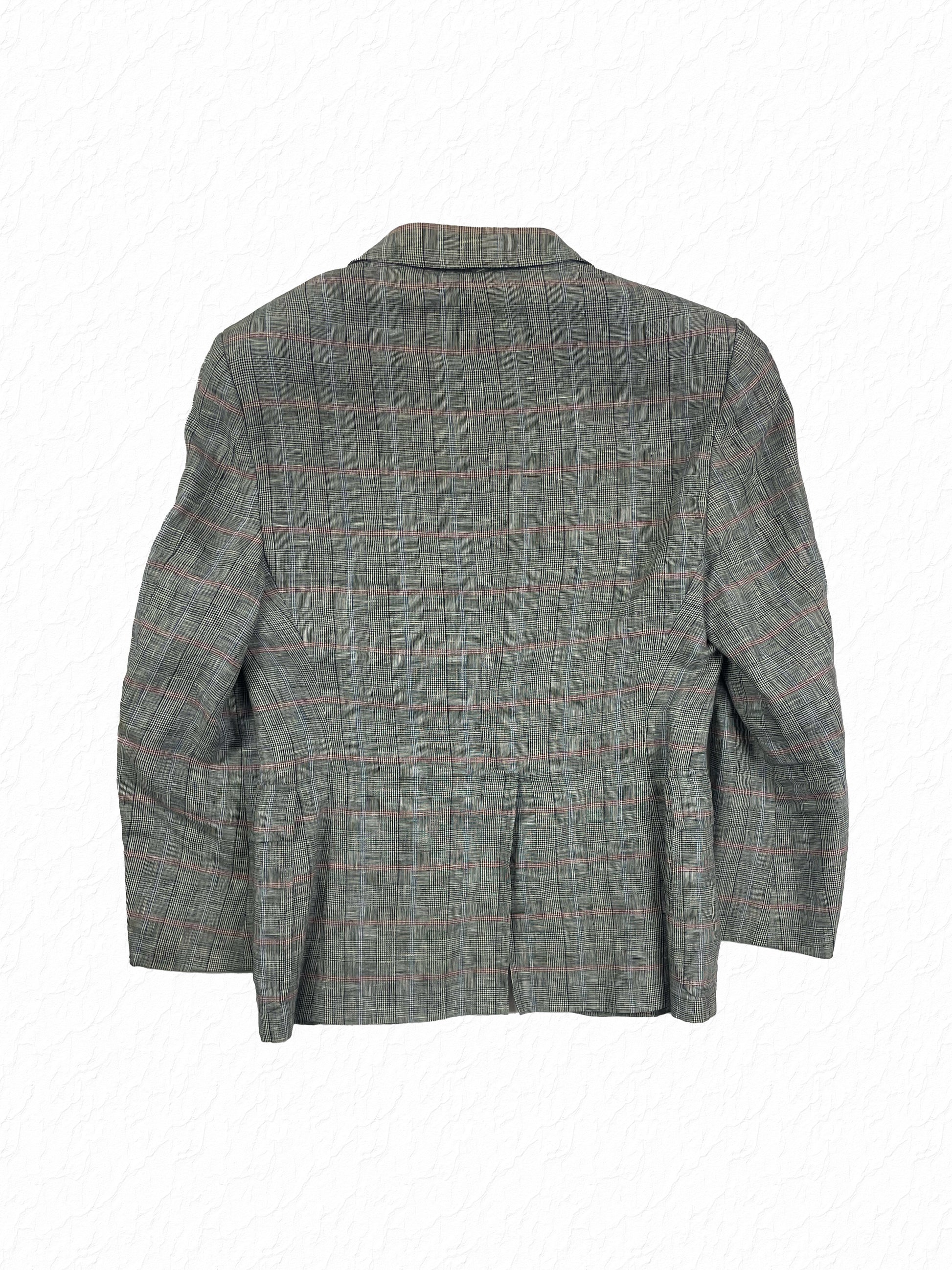 Thom Browne grey linen sport coat with signature striped lining