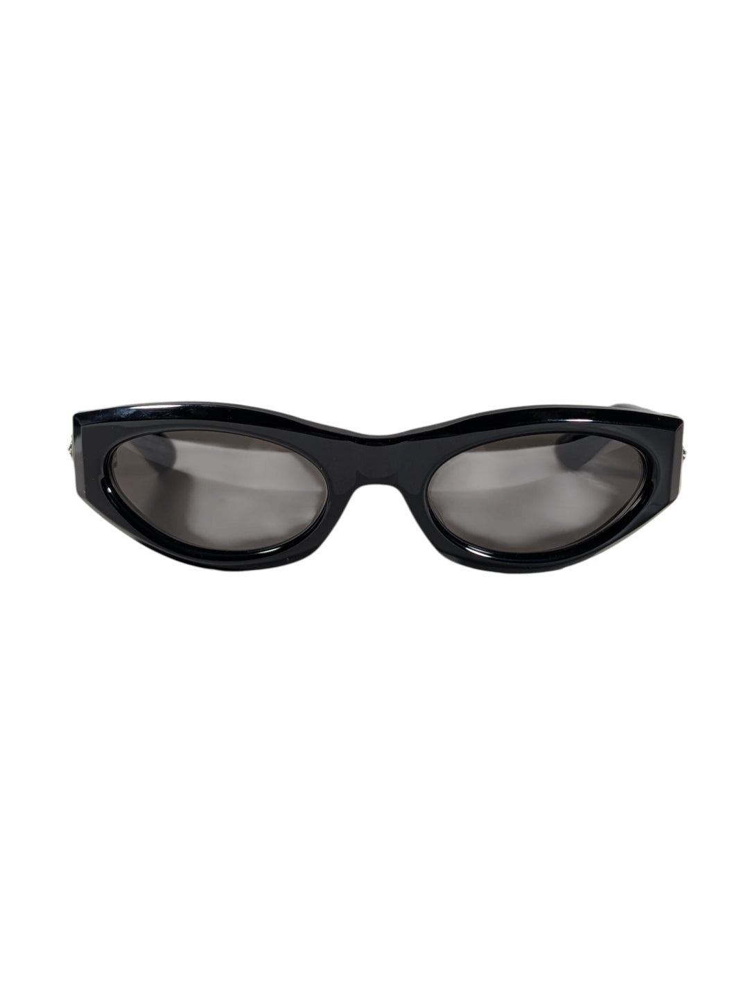chrome hearts edenbox sunglasses front view black frame silver cemetery triple cross luxury