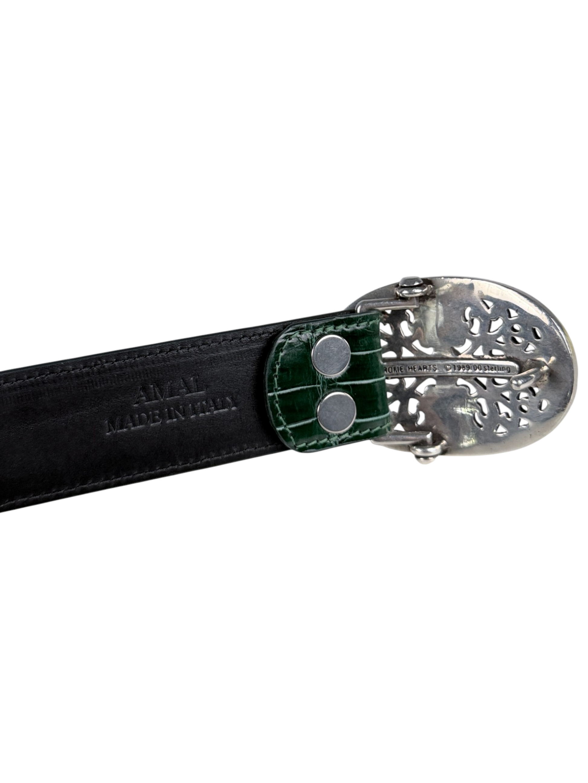 AMAL glossy emerald crocodile belt strap V2 exotic leather