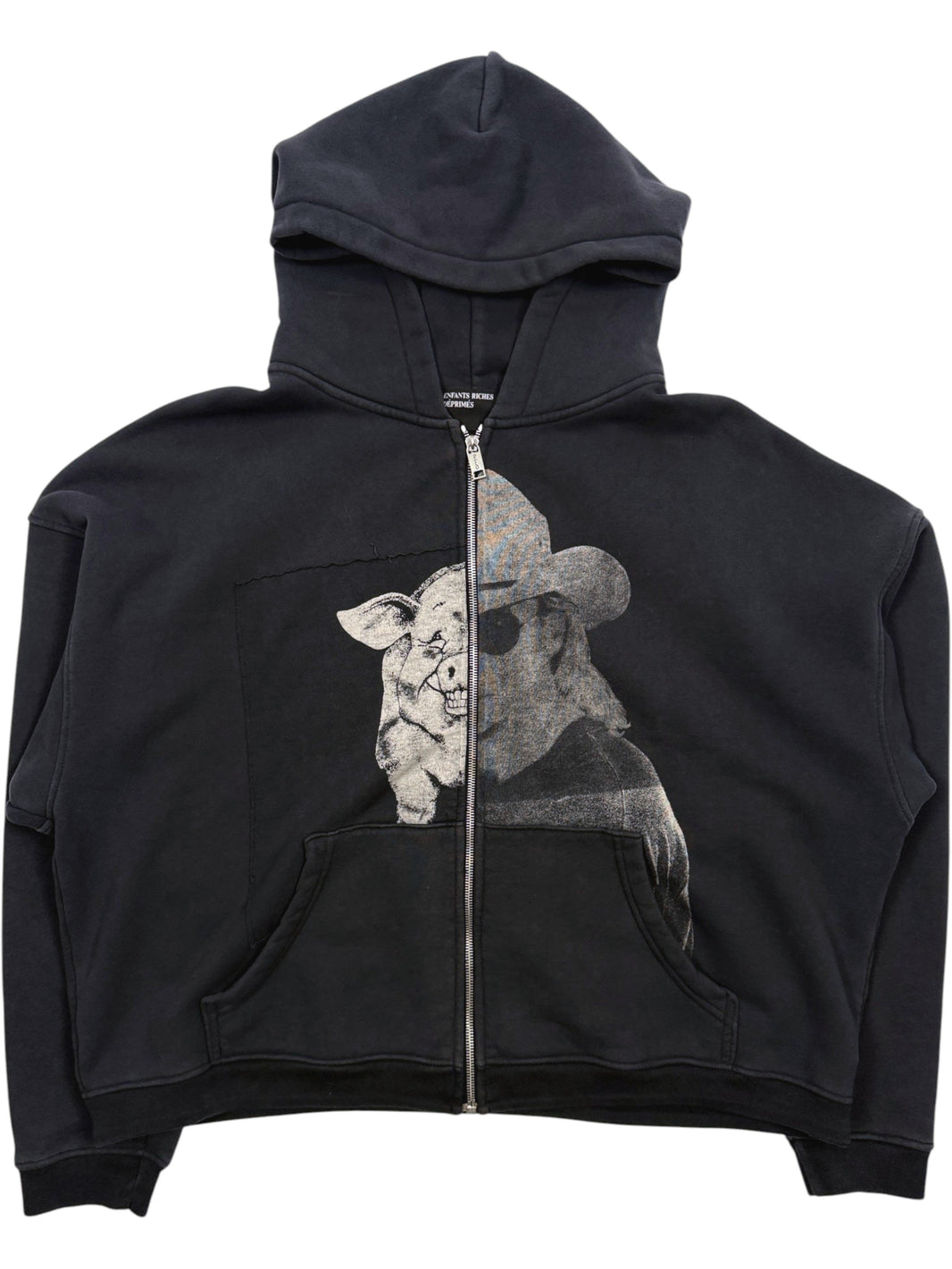 Enfants Riches Déprimés Alan Jackson Pig assemblage zip up hoodie black cotton