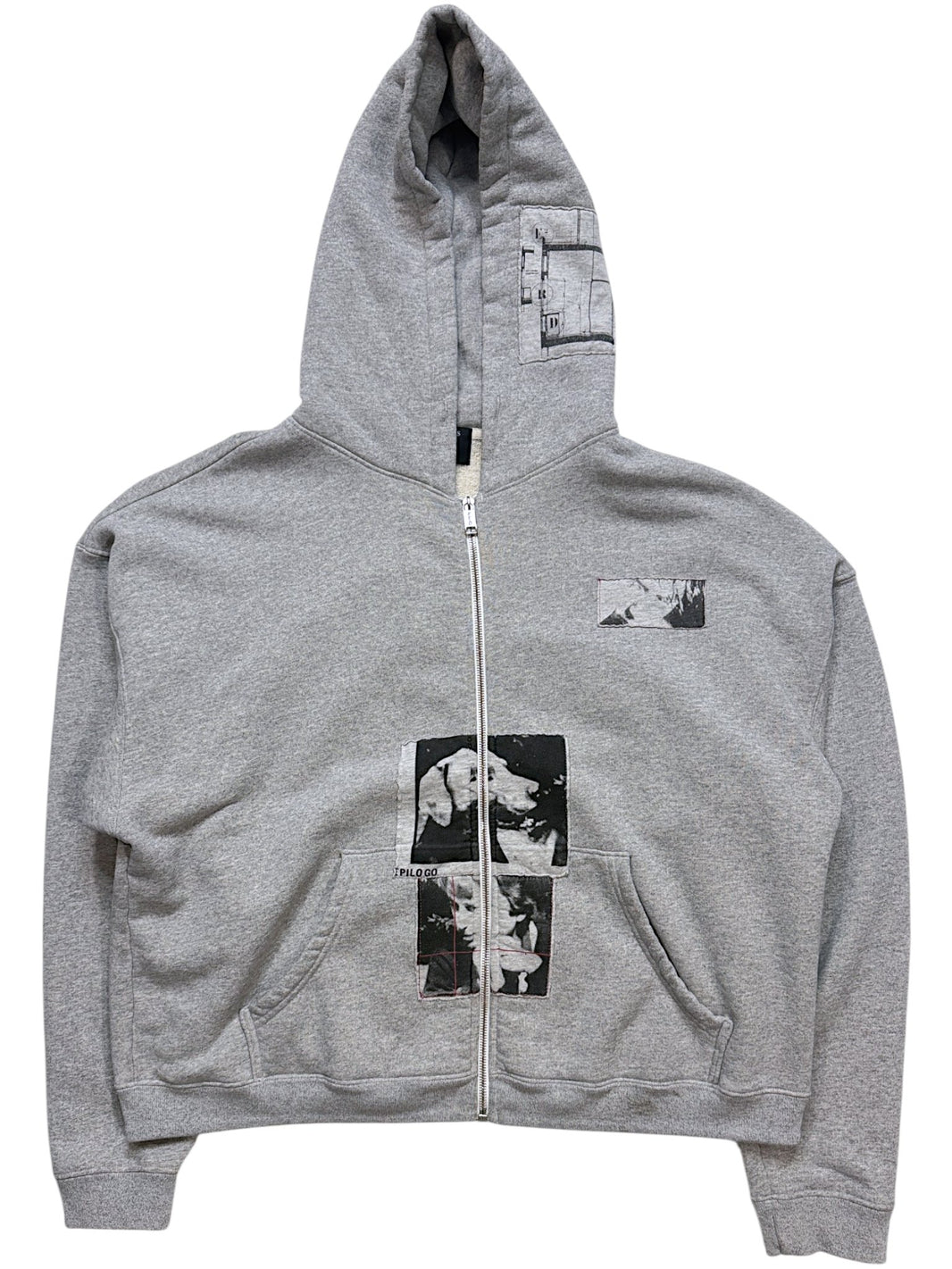 Assemblage Hand-Stitched Photo Patch Hoodie ERD Grey