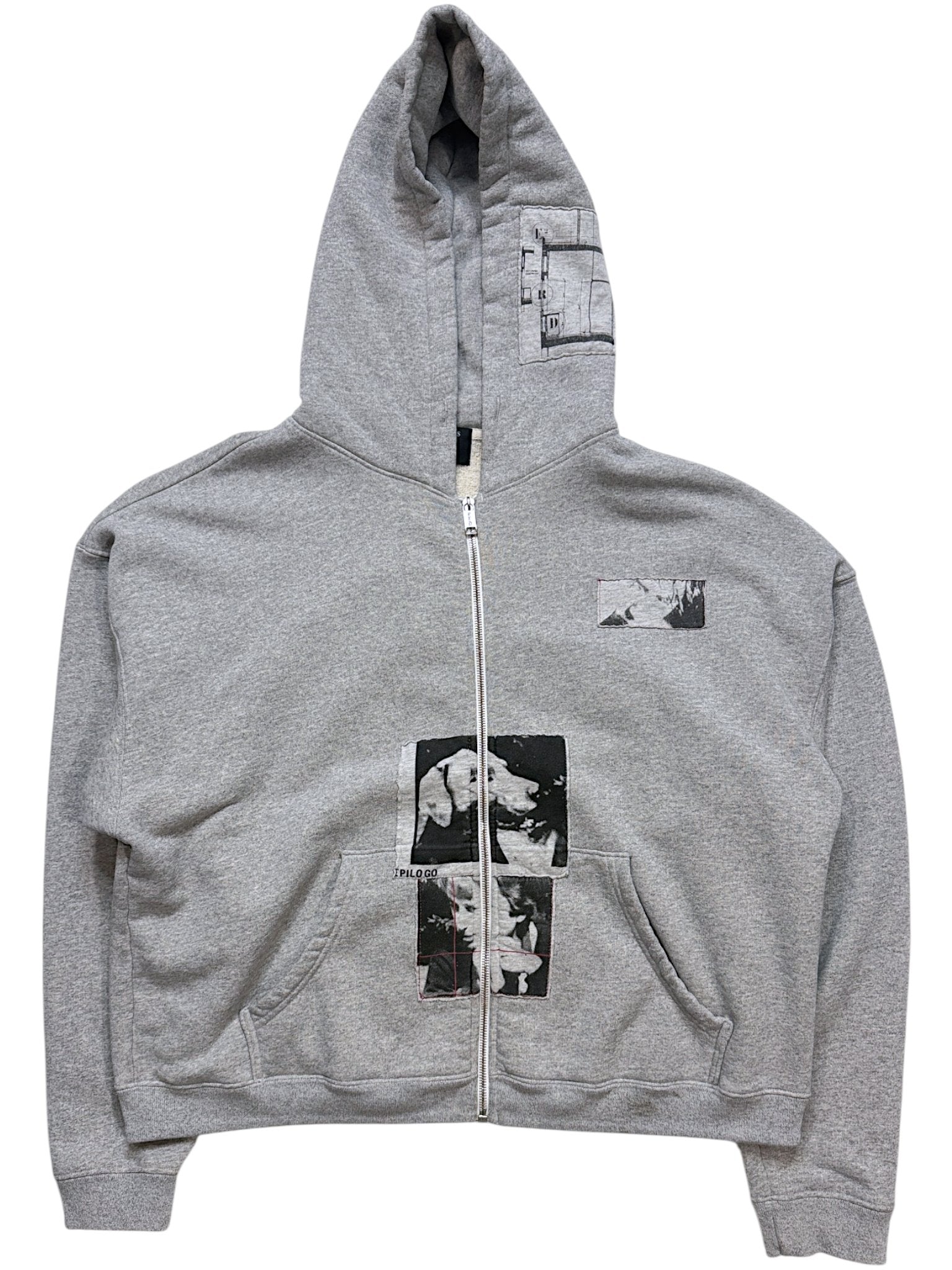 Assemblage Hand-Stitched Photo Patch Hoodie ERD Grey