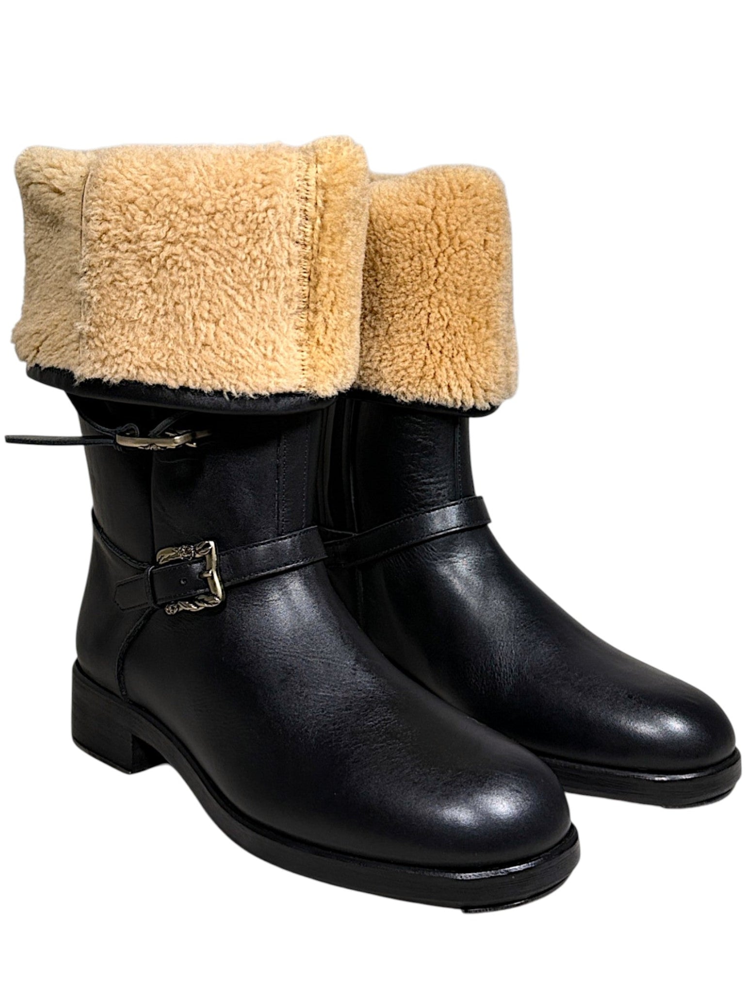 Enfants Riches Déprimés ERD Soviet Arctic Shearling Buckle Leather Boots Sterling Silver Hardware