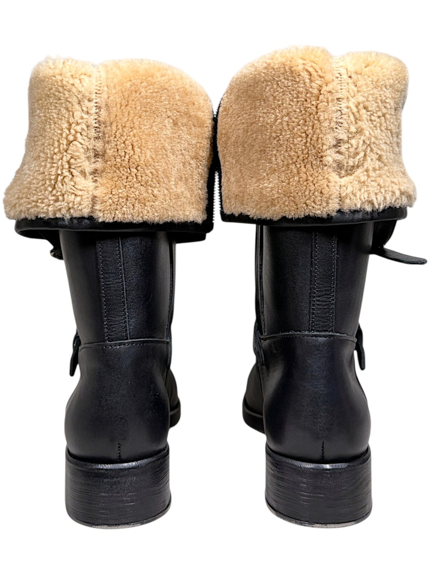 ERD Soviet Arctic Shearling Buckle Leather Boots