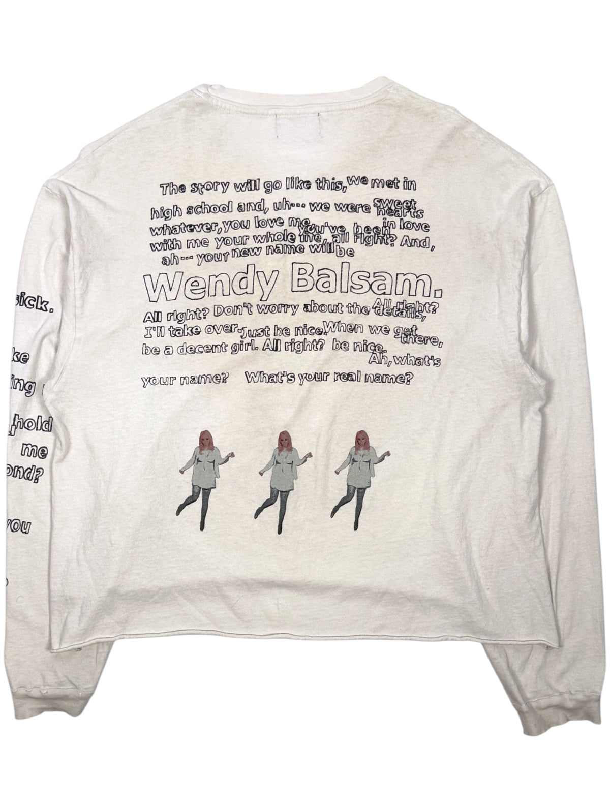 Wendy Balsam Monologue Graphic on ERD Buffalo 66 White Long Sleeve Tee