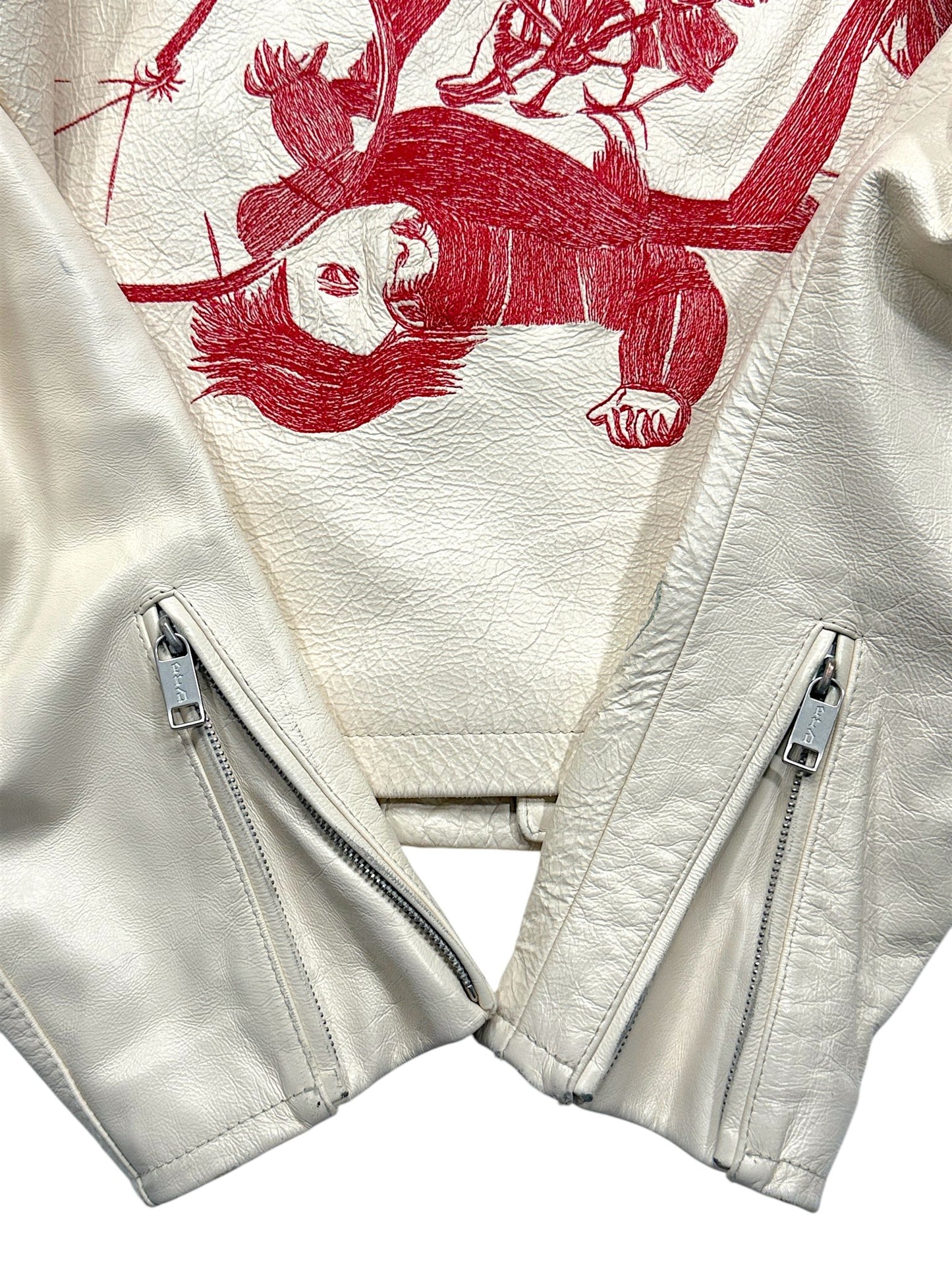 Angled zip pockets white leather ERD Bully jacket silver hardware