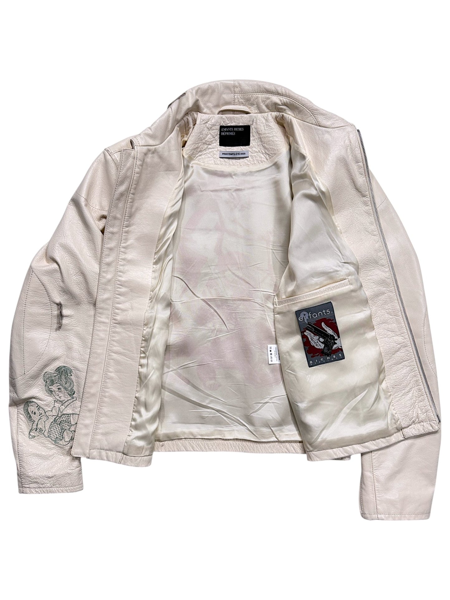 Spring Summer 2025 Enfants Riches Déprimés white leather jacket interior label