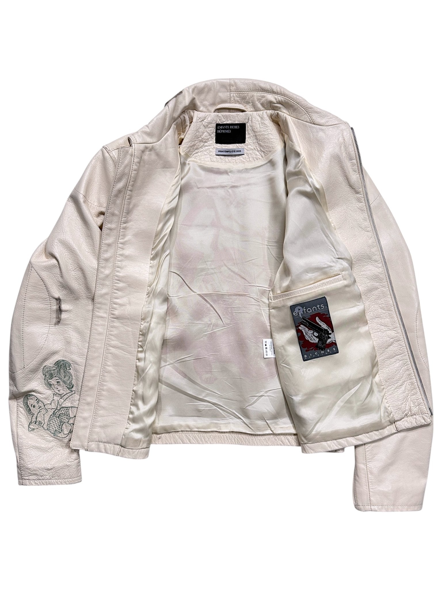 Spring Summer 2025 Enfants Riches Déprimés white leather jacket interior label