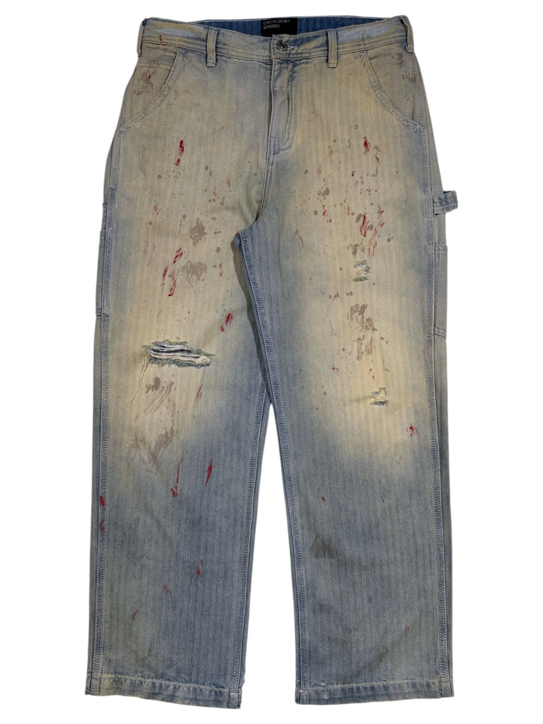 Enfants Riches Déprimés SS23 Carpenter Jeans Blood-Stained Herringbone Light Wash Denim