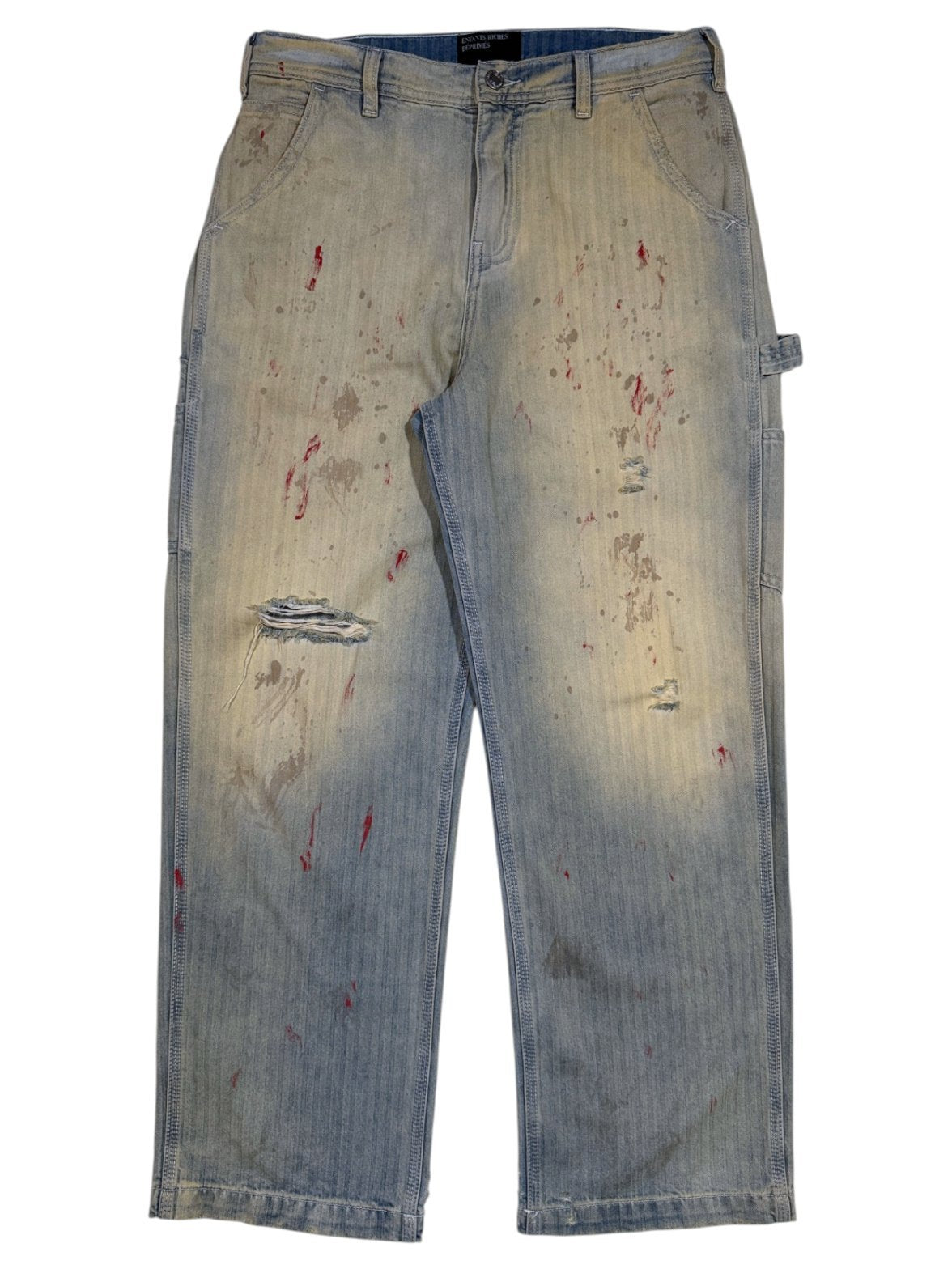 Enfants Riches Déprimés SS23 Carpenter Jeans Blood-Stained Herringbone Light Wash Denim