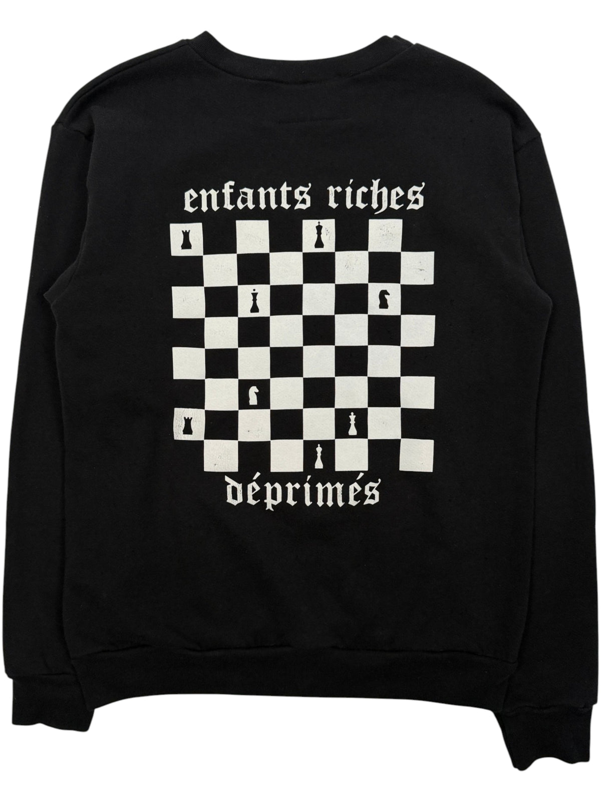 Enfants Riches Déprimés Chessboard Crewneck Sweater Black Fleece Gothic Logo