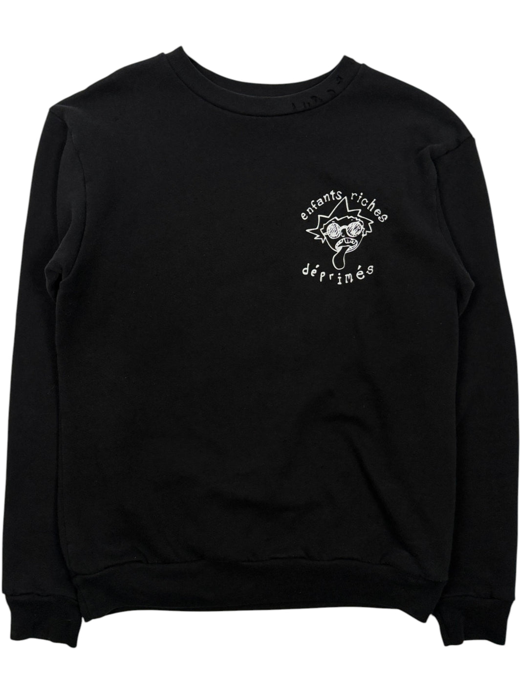 Hand-Drawn Punk Logo Print on Black ERD Archive Crewneck Sweatshirt