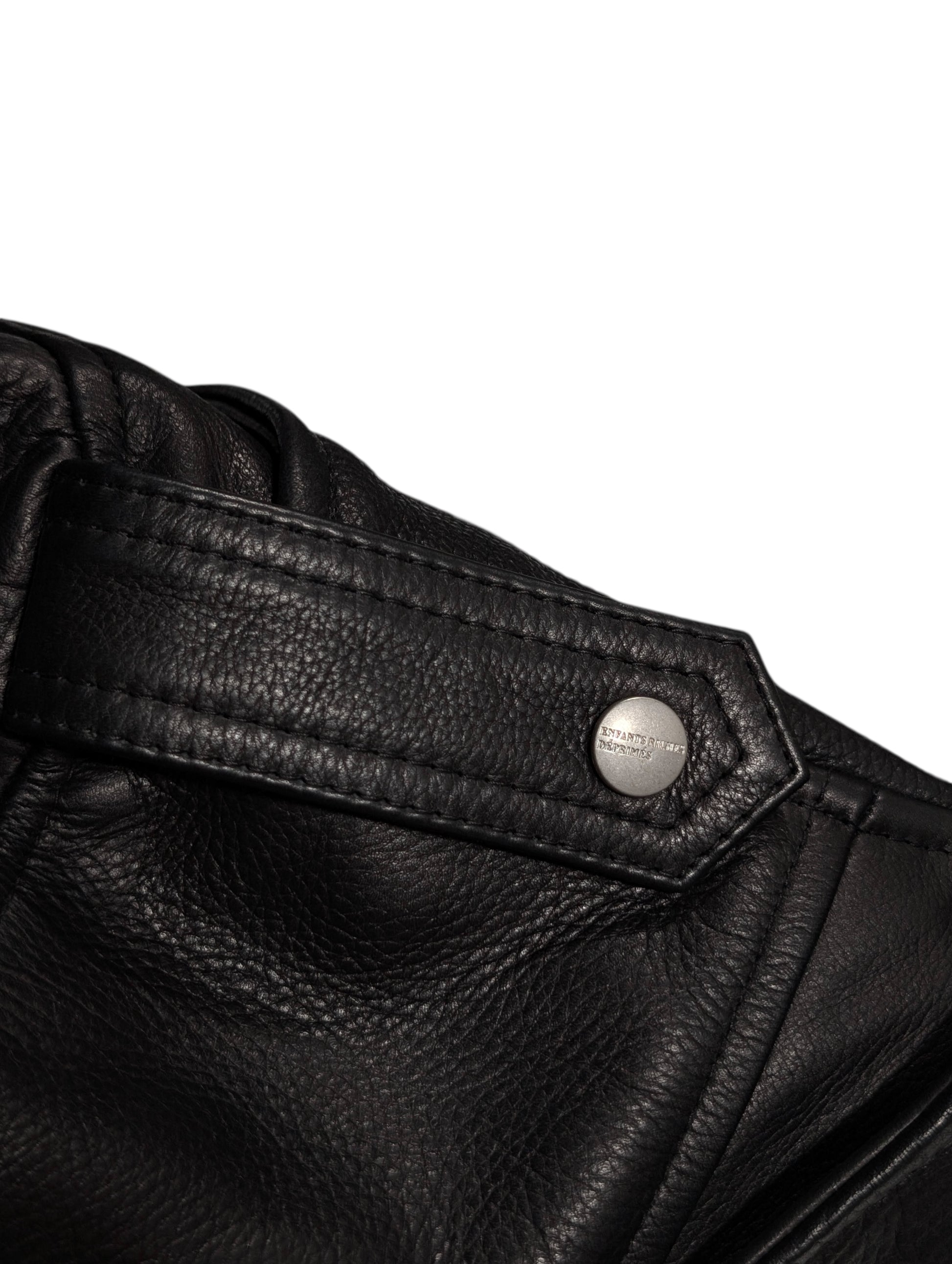 enfants riches deprimes leather chessboard motorcycle jacket zipper detail