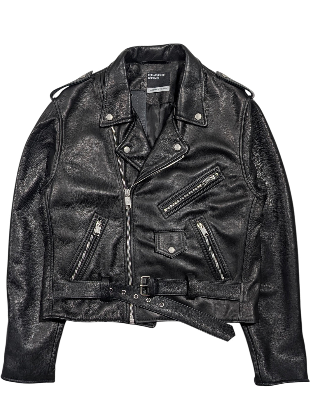 enfants riches deprimes checkerboard leather biker jacket back graphic