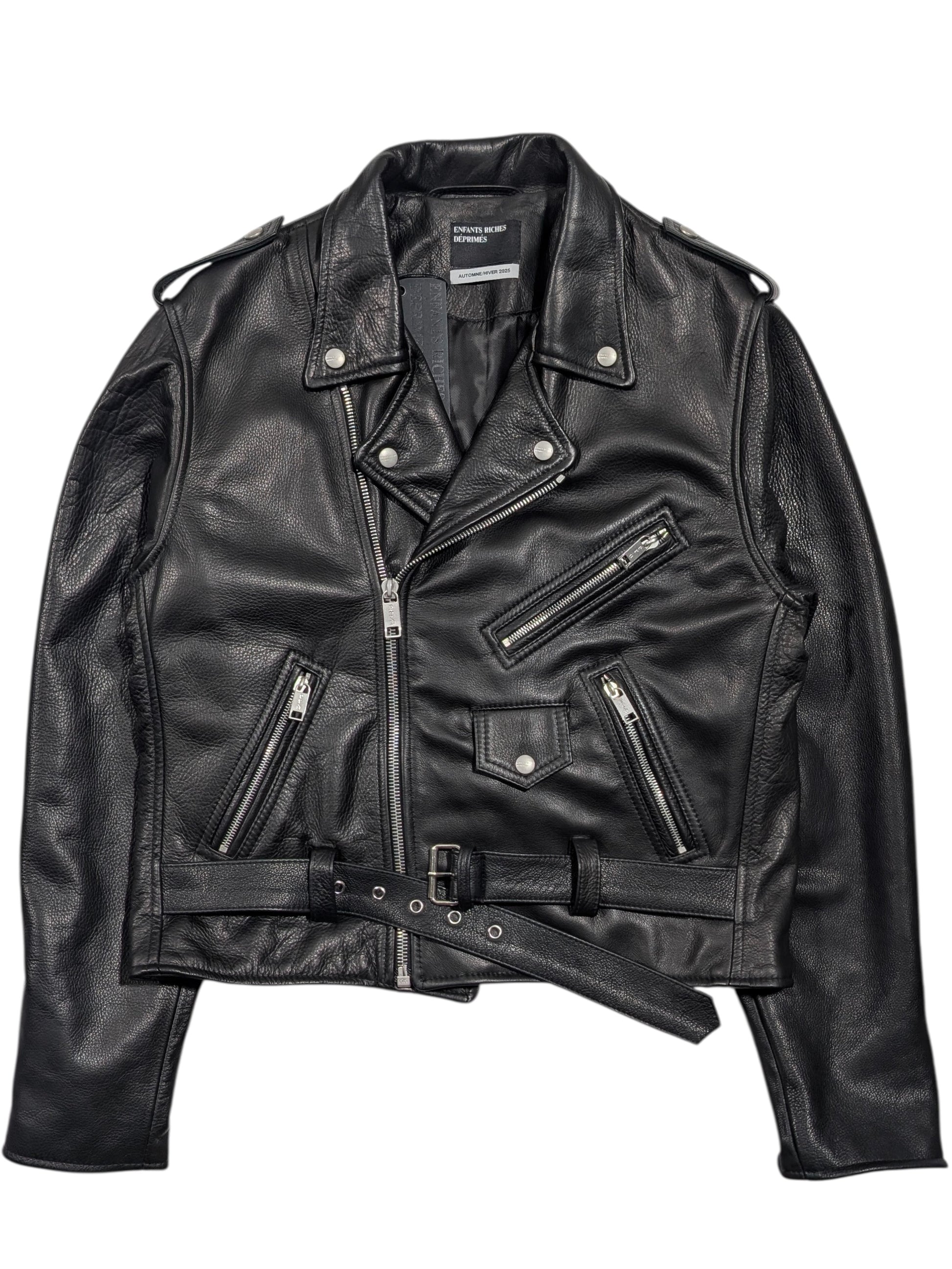 enfants riches deprimes checkerboard leather biker jacket back graphic