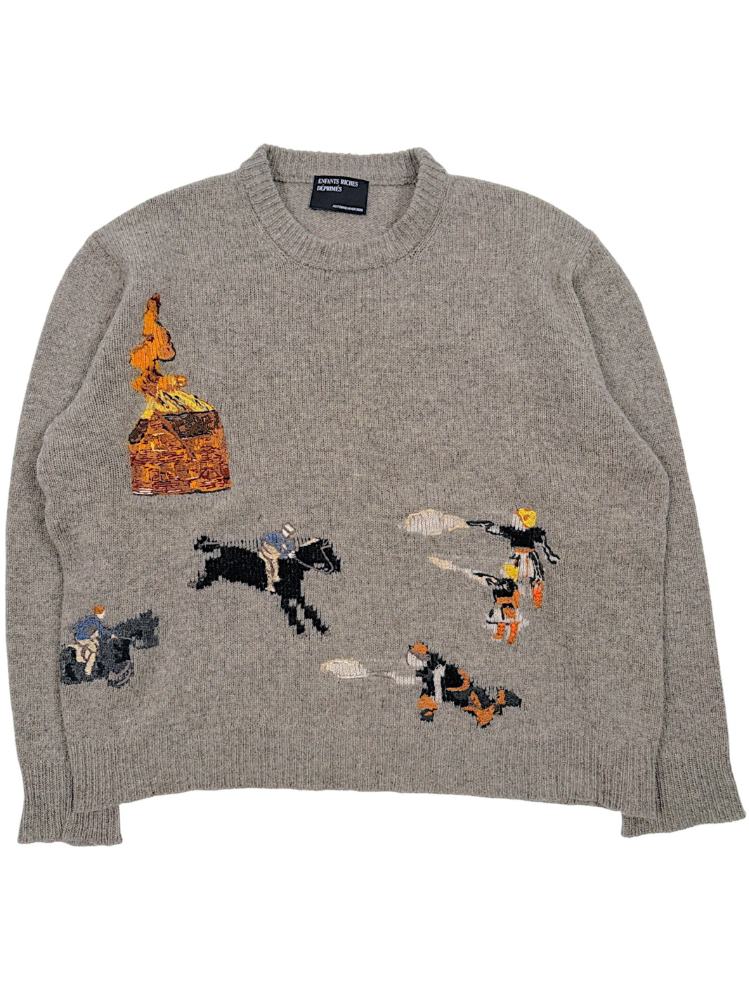 Enfants Riches Déprimés Come Live With Me grey wool embroidered sweater