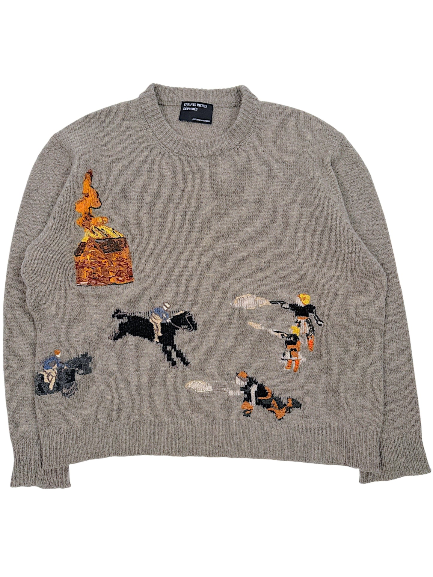 Enfants Riches Déprimés Come Live With Me grey wool embroidered sweater