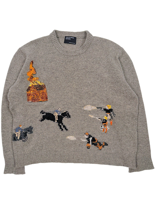 Enfants Riches Déprimés Come Live With Me grey wool embroidered sweater