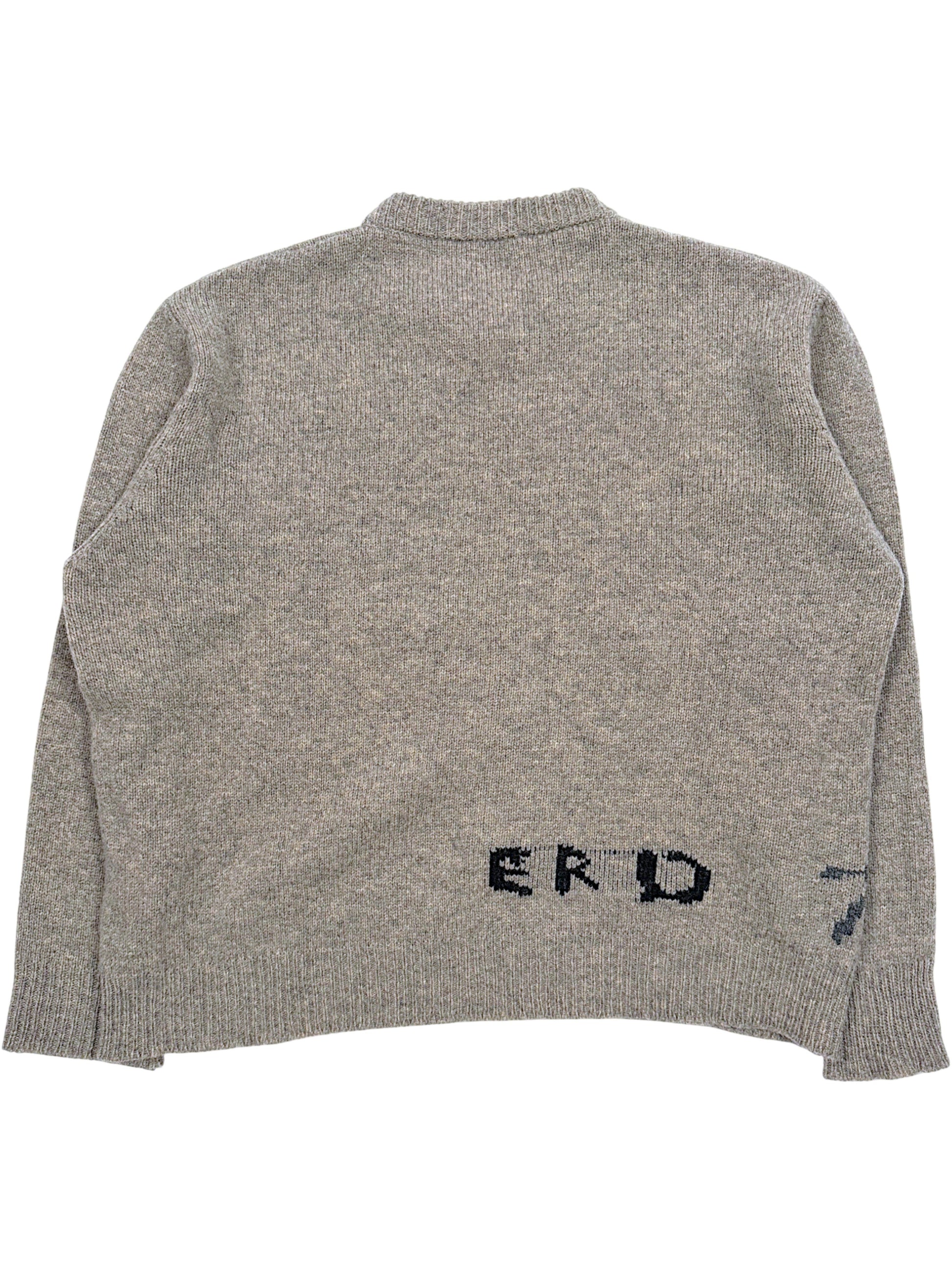 Grey Shetland wool sweater with intarsia ERD logo Enfants Riches Déprimés