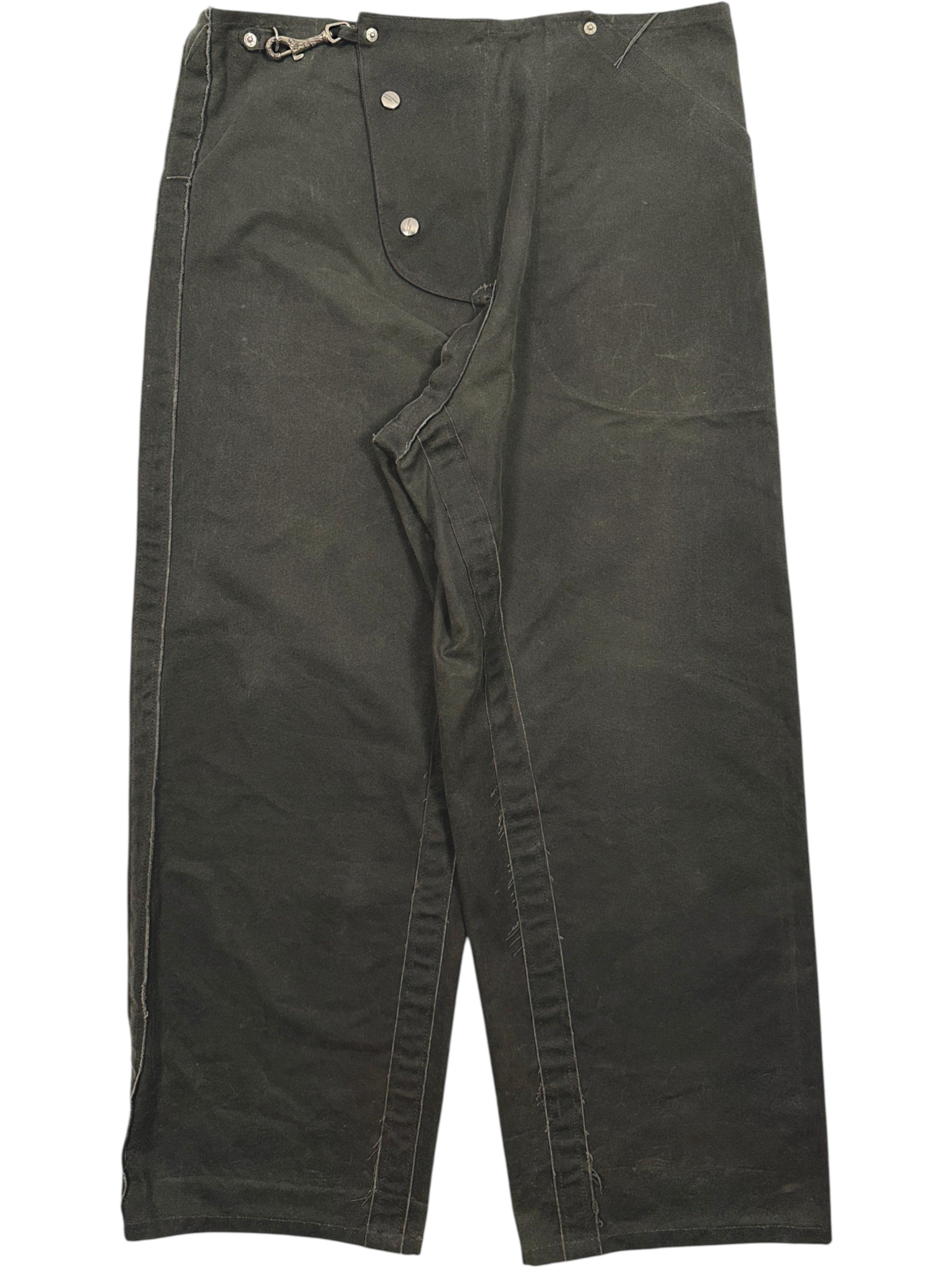 Enfants Riches Déprimés Fireman Pants olive waxed cotton wide leg
