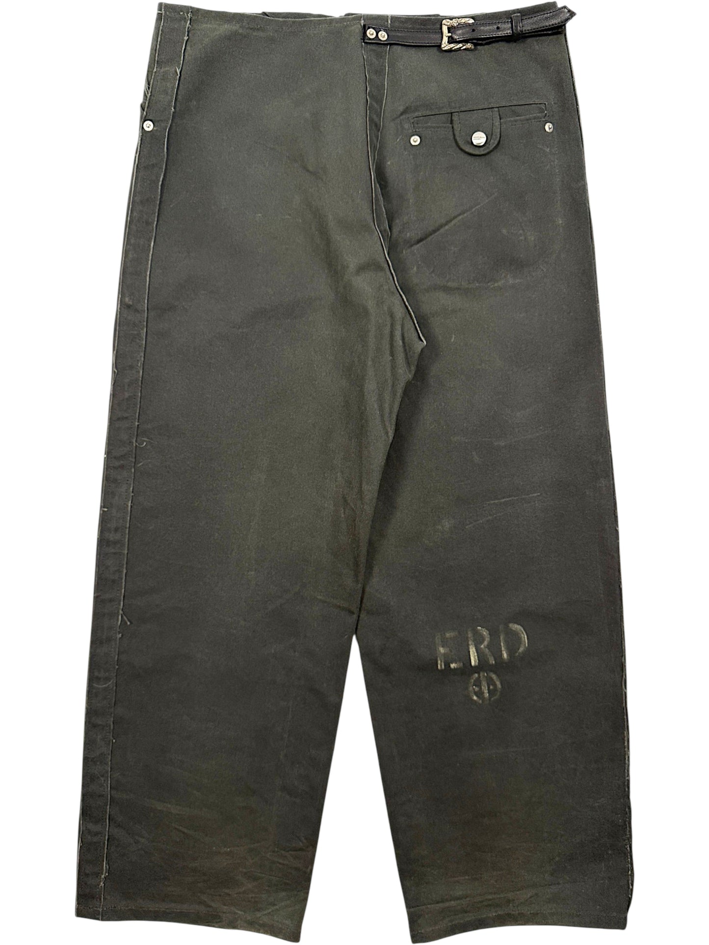 Stamped ERD calf logo olive waxed cotton Enfants Riches Déprimés Fireman Pants