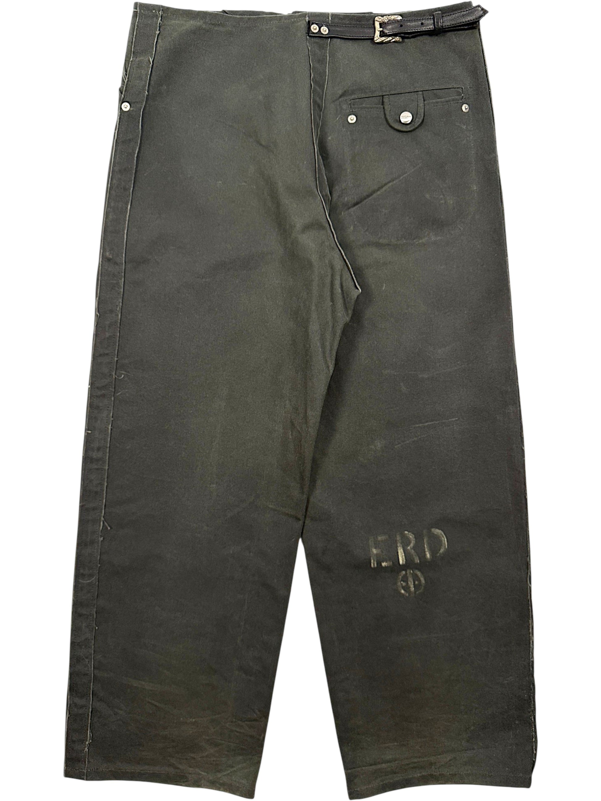 Stamped ERD calf logo olive waxed cotton Enfants Riches Déprimés Fireman Pants