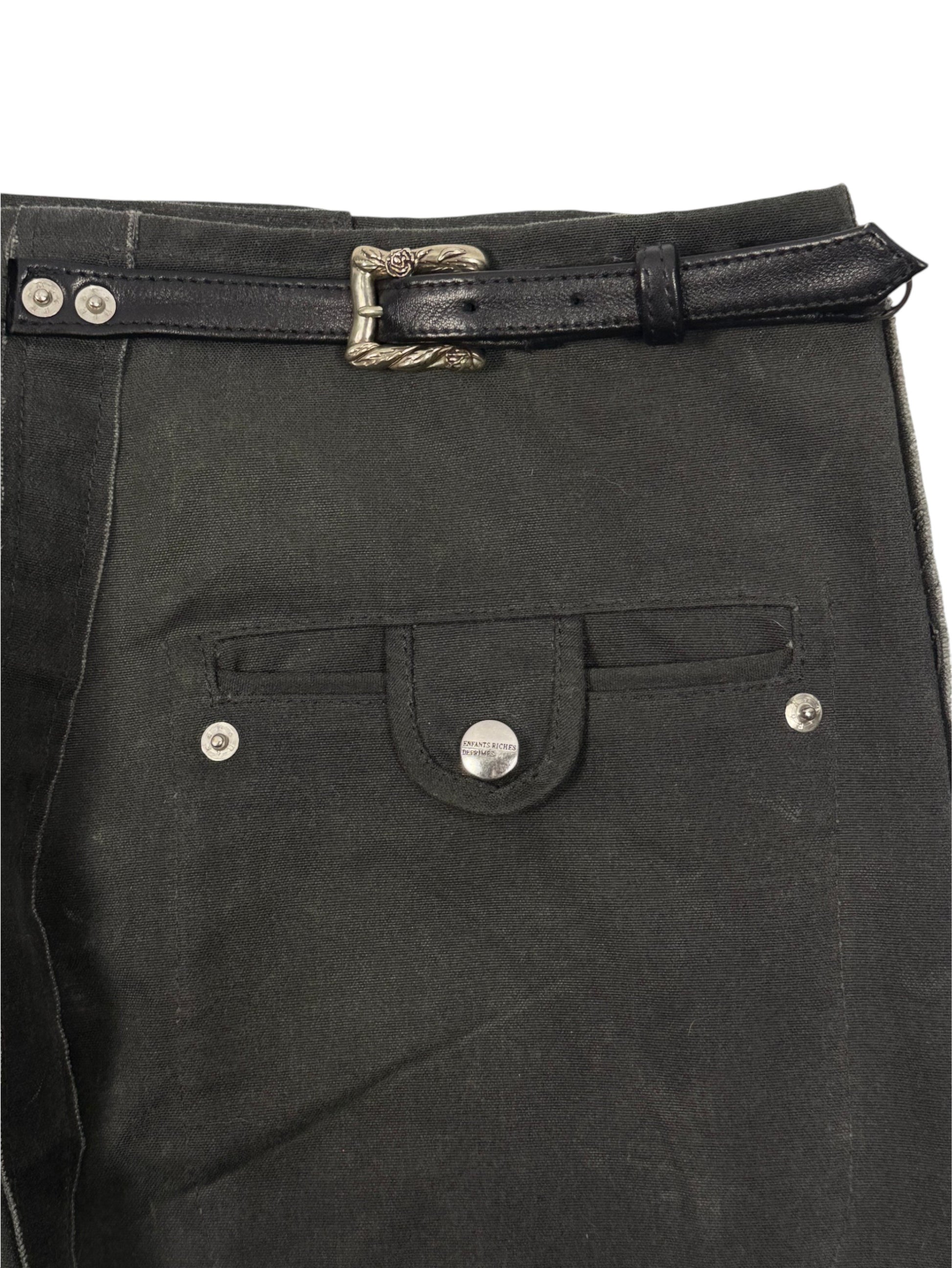 Leather belt rear adjuster rose buckle Enfants Riches Déprimés waxed cotton pants