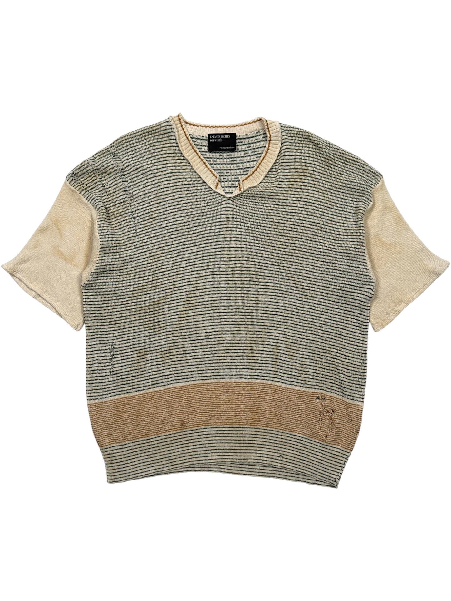 Enfants Riches Déprimés Here Comes Alice V-neck striped wool knit sweater