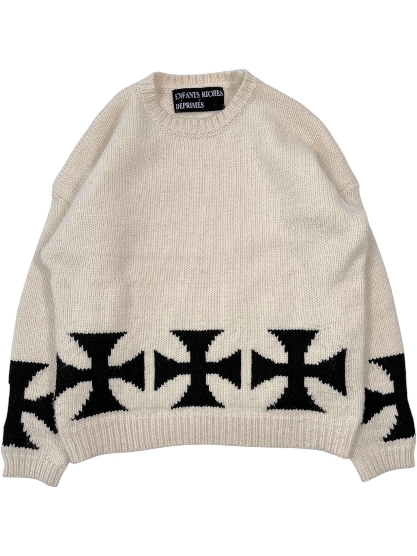 Enfants Riches Déprimés Iron Cross knit sweater cream merino wool